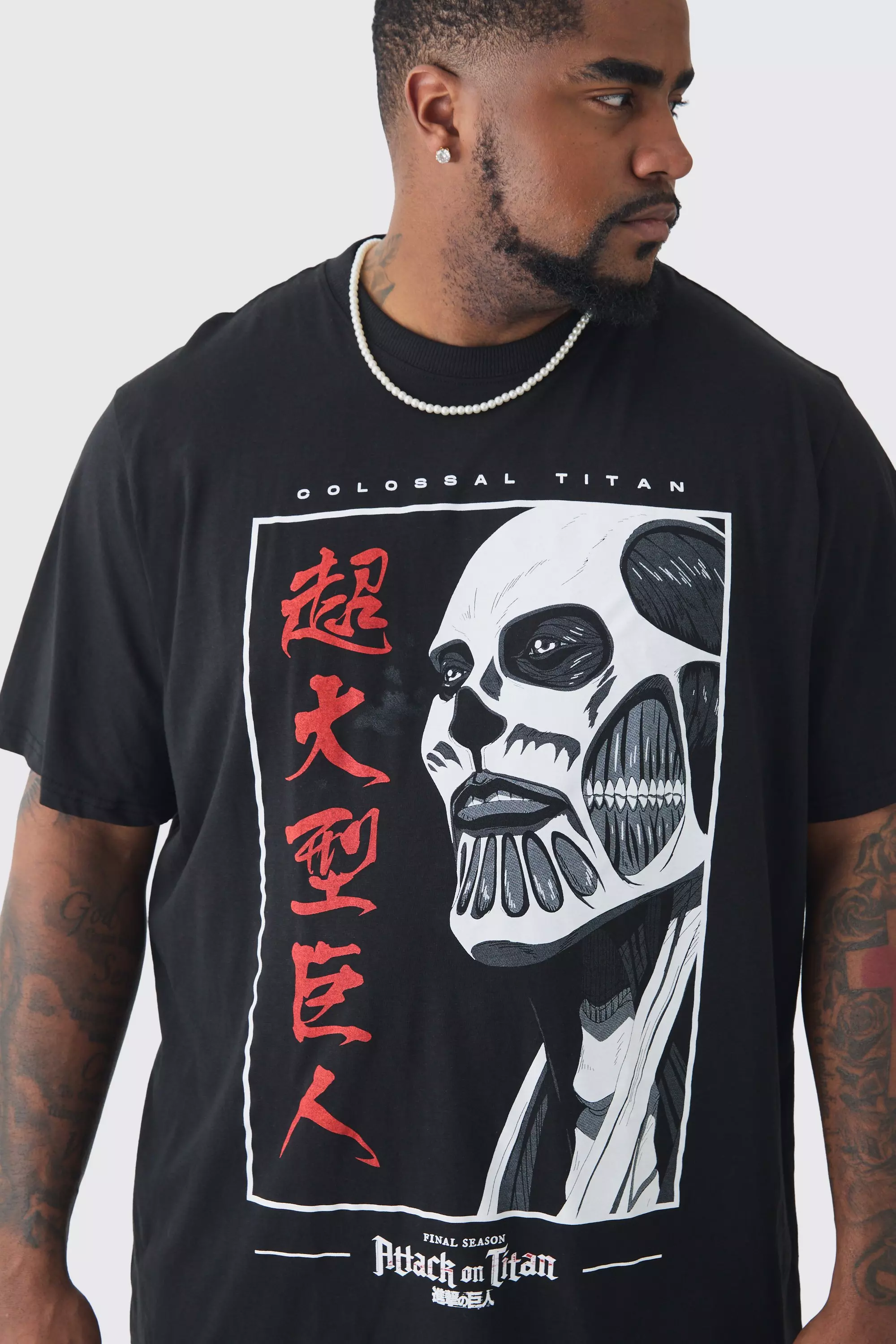 Grande taille - T-shirt à imprimé Attack Of Titan, Black autre image