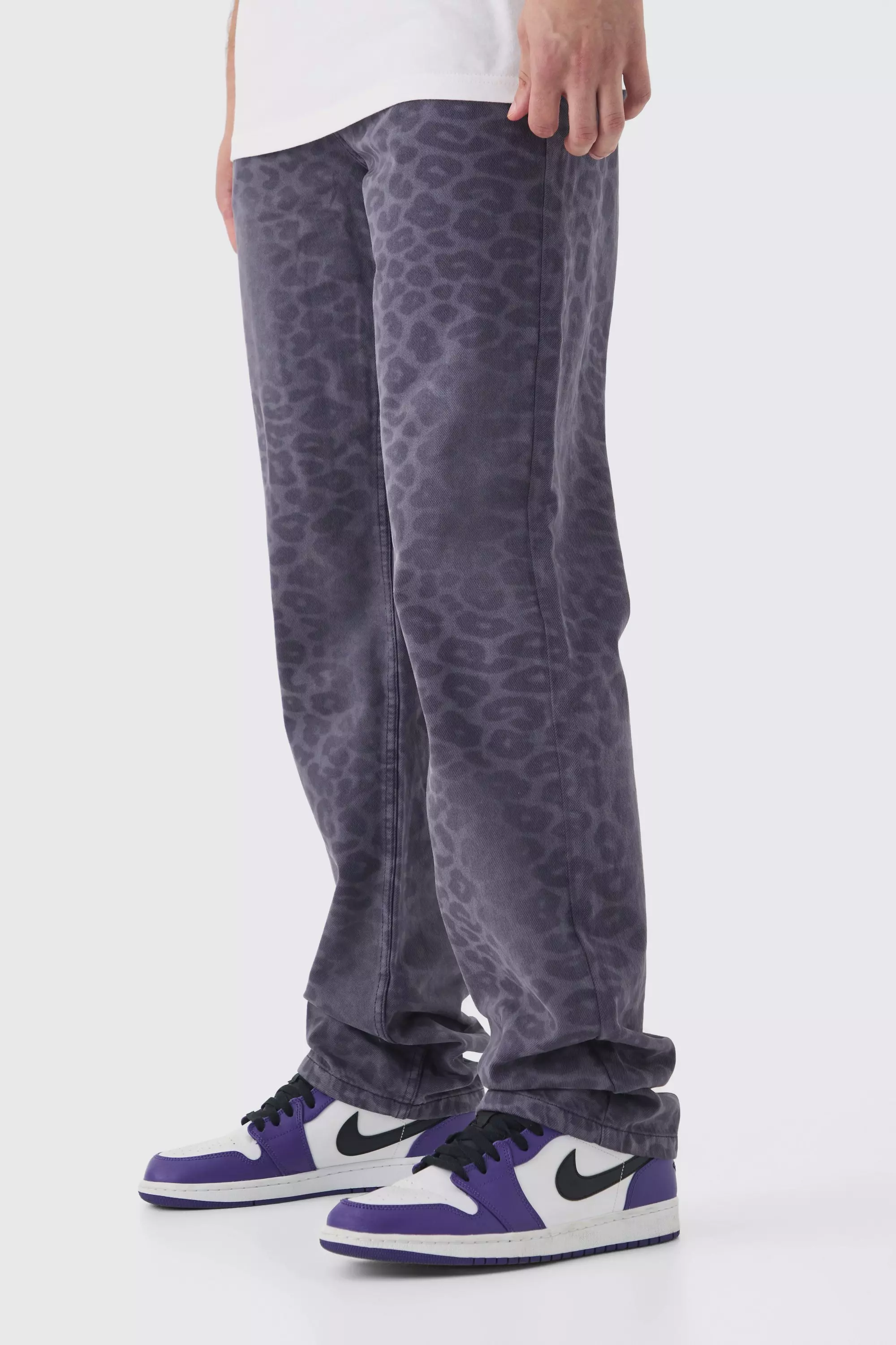Washed black Tall Washed Leopard Relaxed Fit Jeans alternative image