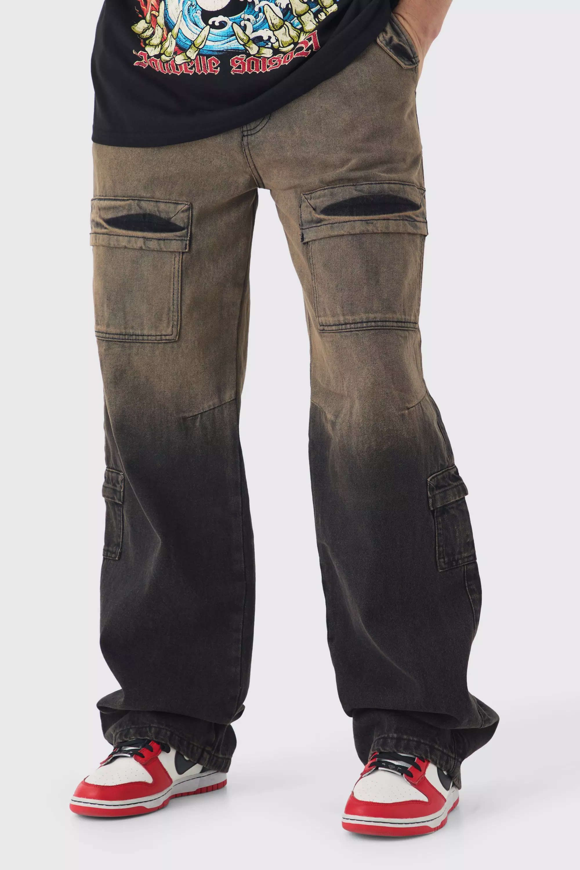 Chocolate Tall Overdye Ombre Jeans Met Zakken alternatieve afbeelding