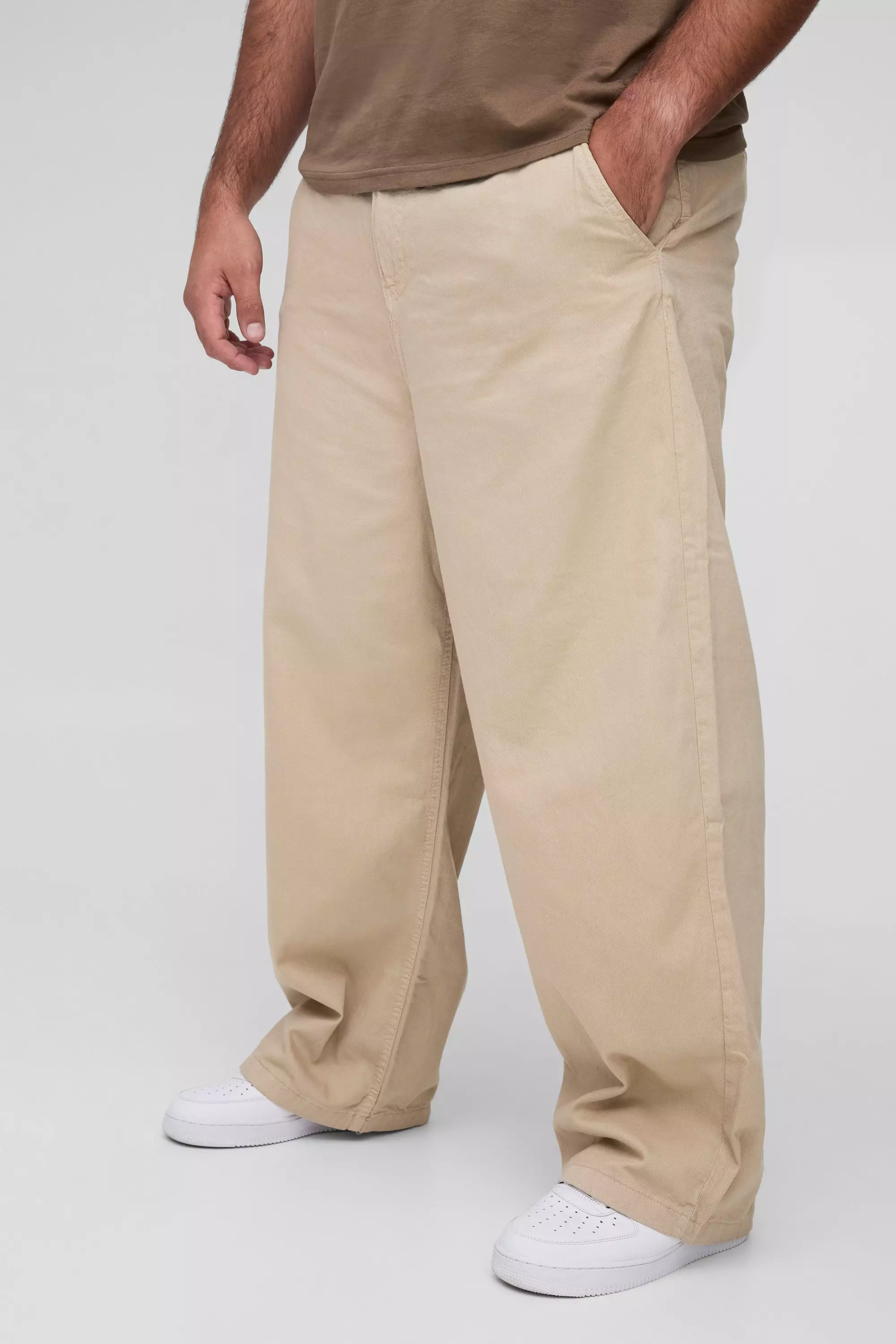 Grande taille - Pantalon chino large en maille côtelée, Stone autre image