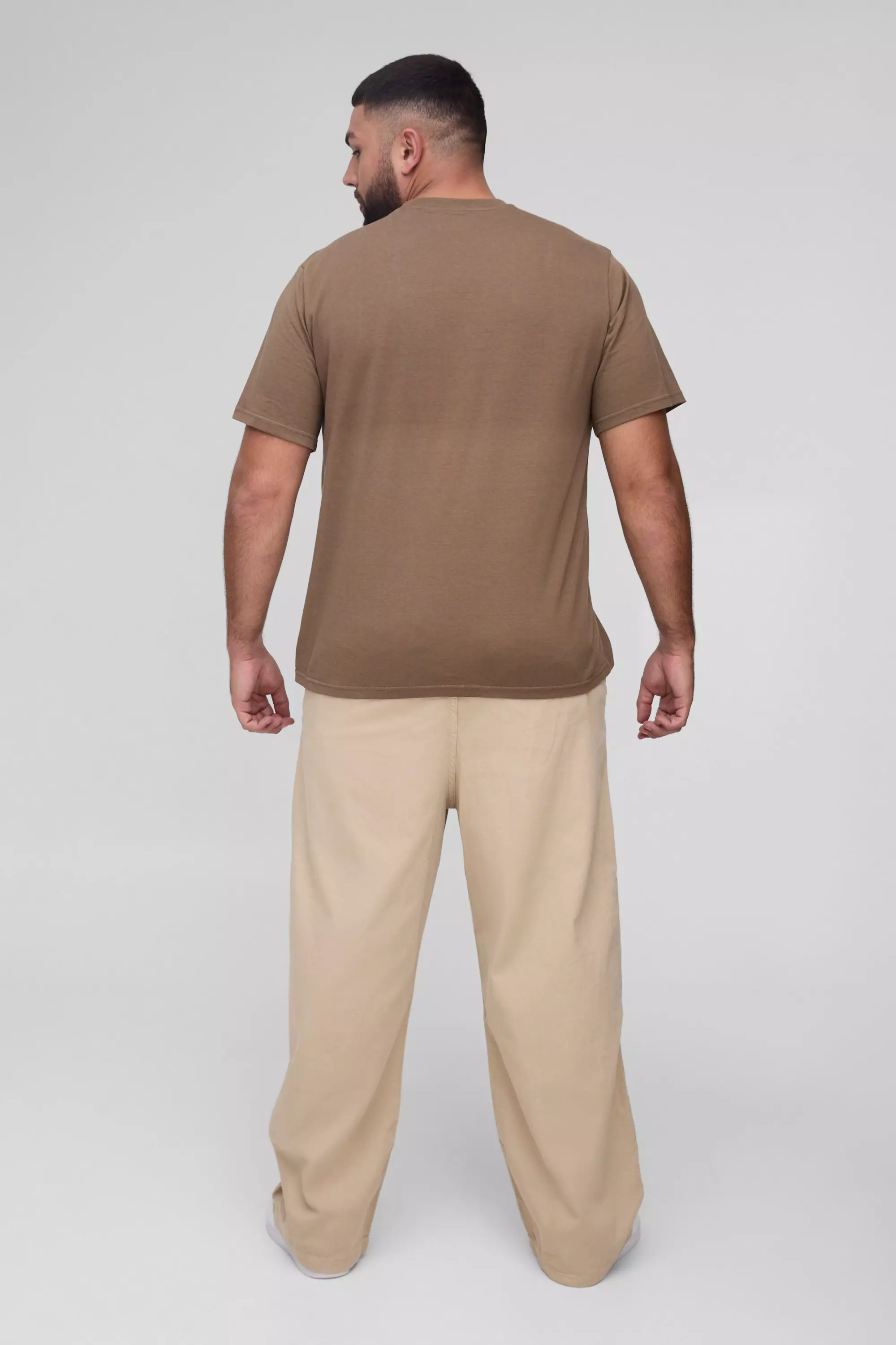 Grande taille - Pantalon chino large en maille côtelée, Stone autre image