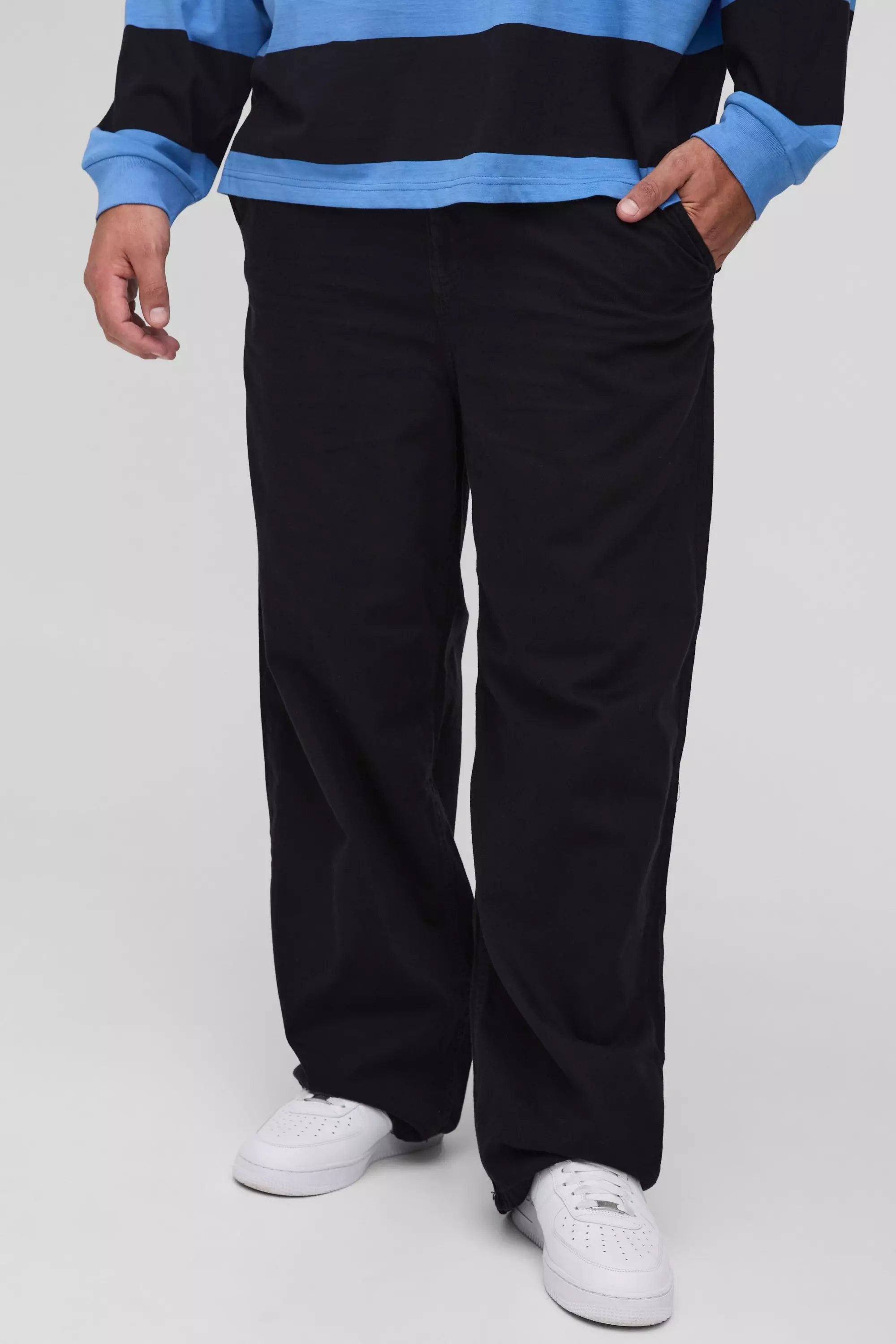 Black Plus Drawcord Relaxed Fit Chino