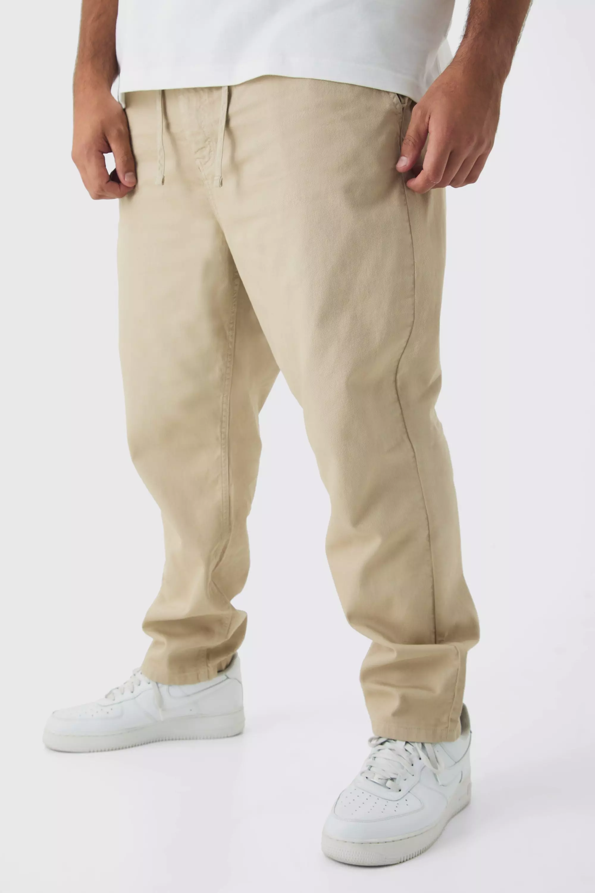 Plus Drawcord Tapered Fit Chino Stone