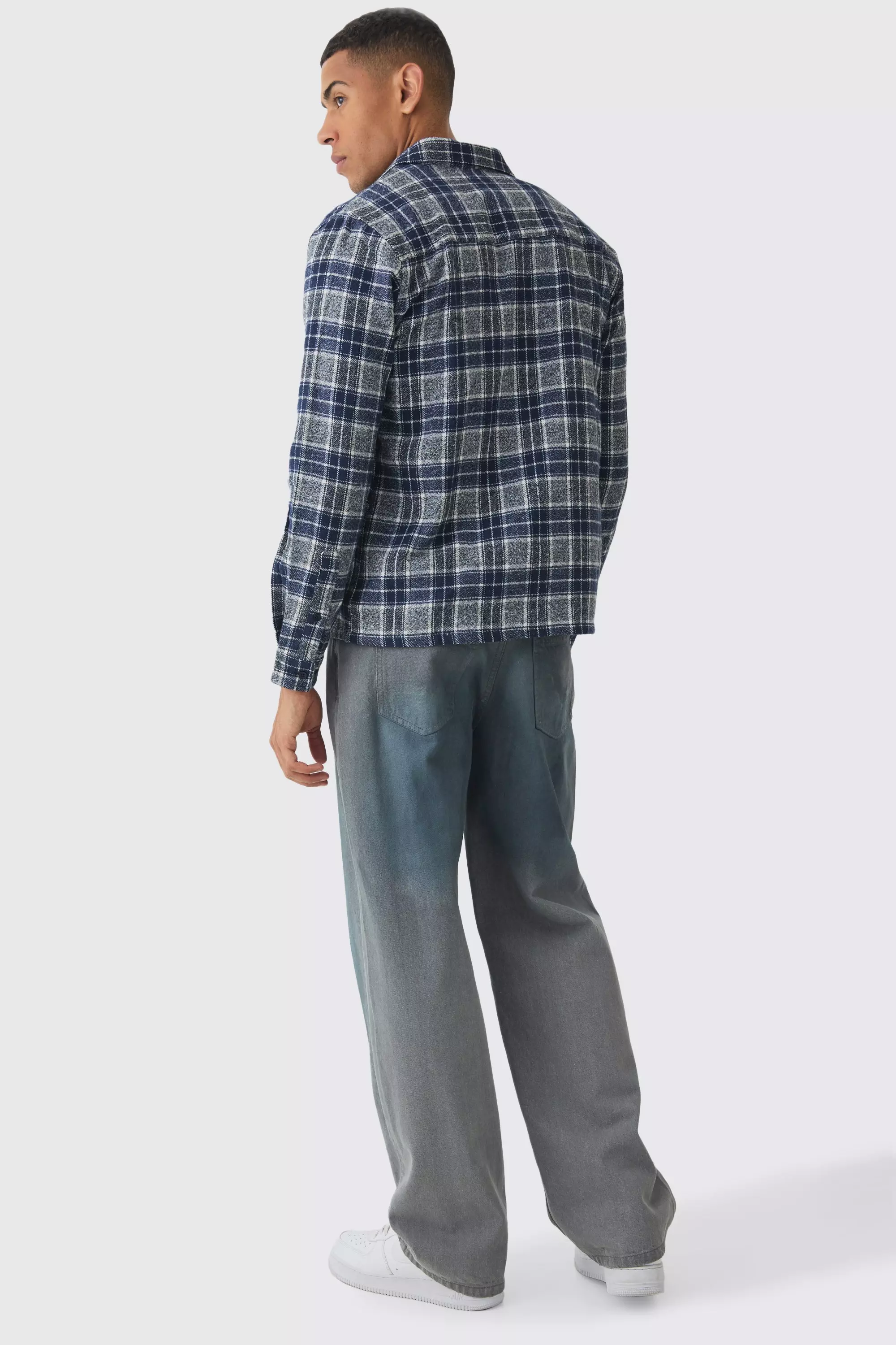 Grey Regular Fit Long Sleeve Check Shirt alternative image