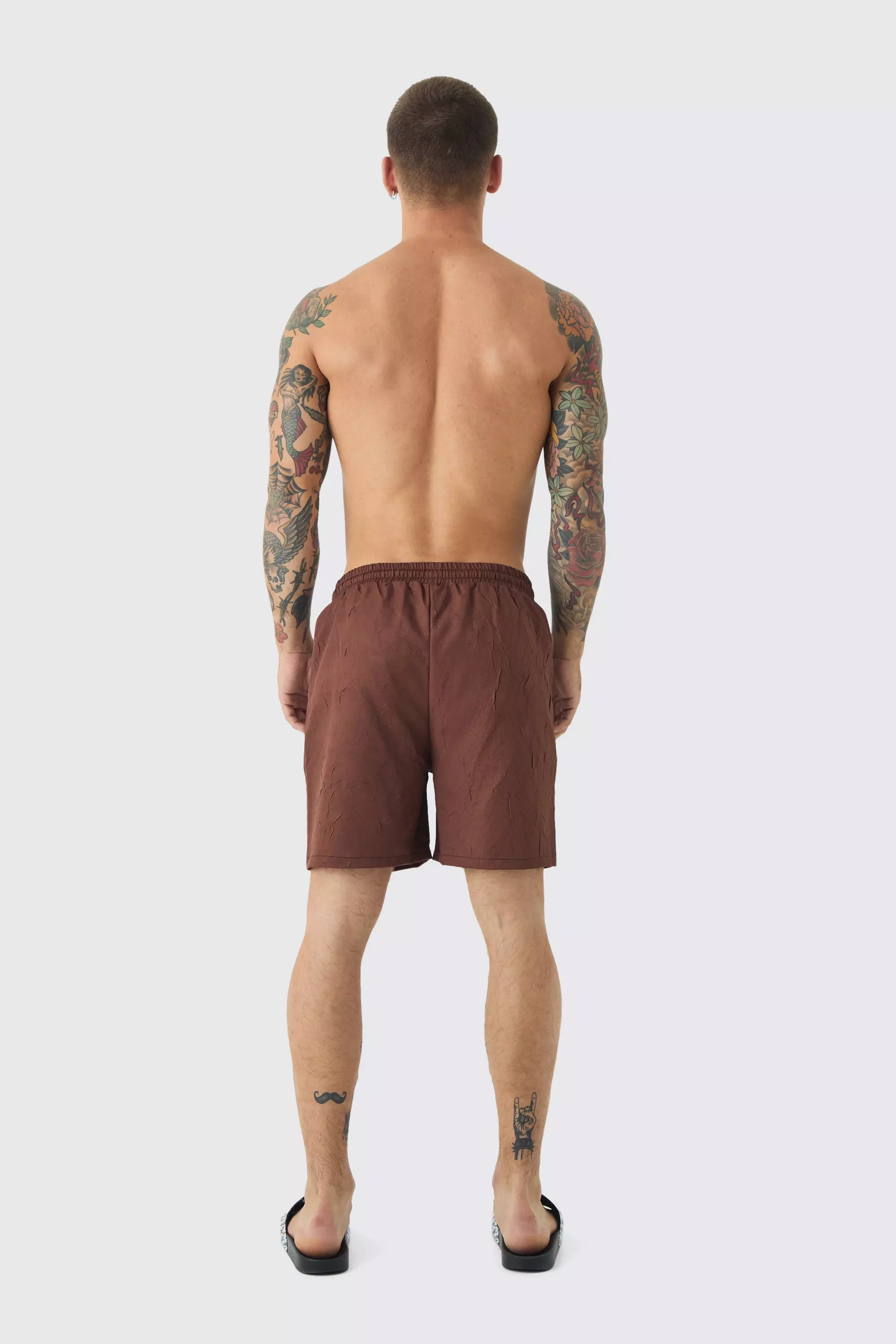 Chocolate Regular Fit Contrast Stitch Ripstop Mid Length Swim alternative image