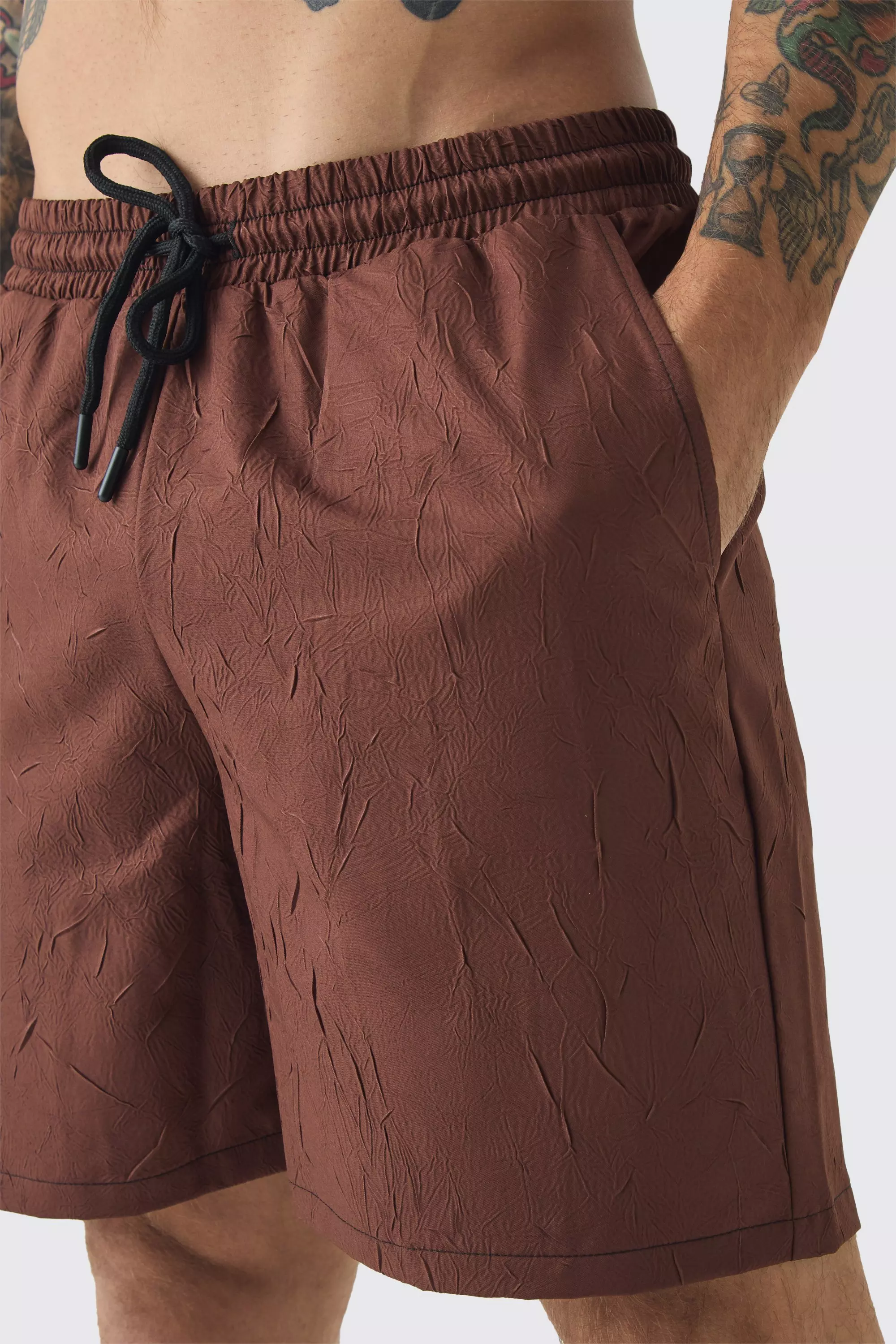 Chocolate Regular Fit Contrast Stitch Ripstop Mid Length Swim alternative image