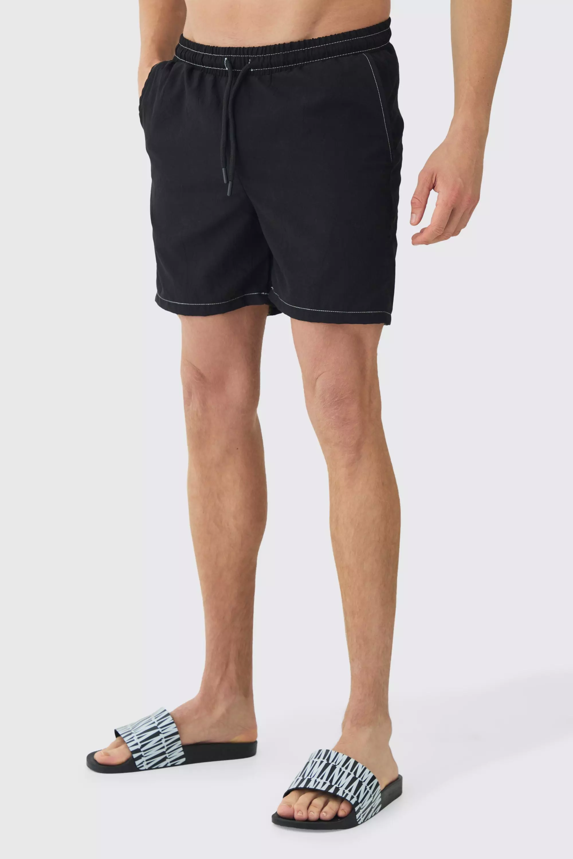 Regular Fit Ripstop Mid Length Swim boohooMAN USA