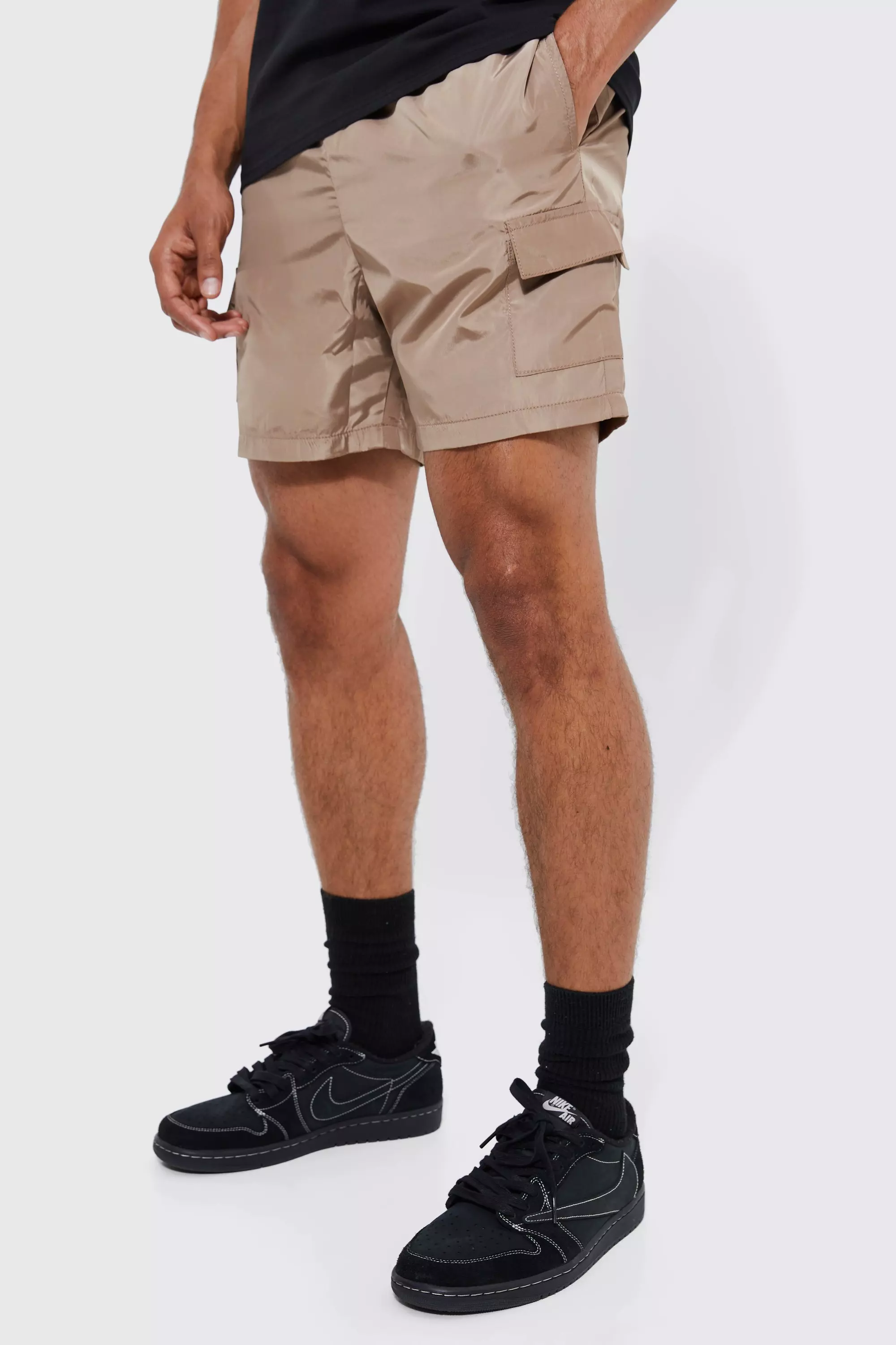 Elasticated Waist Toggle Cargo Short Stone