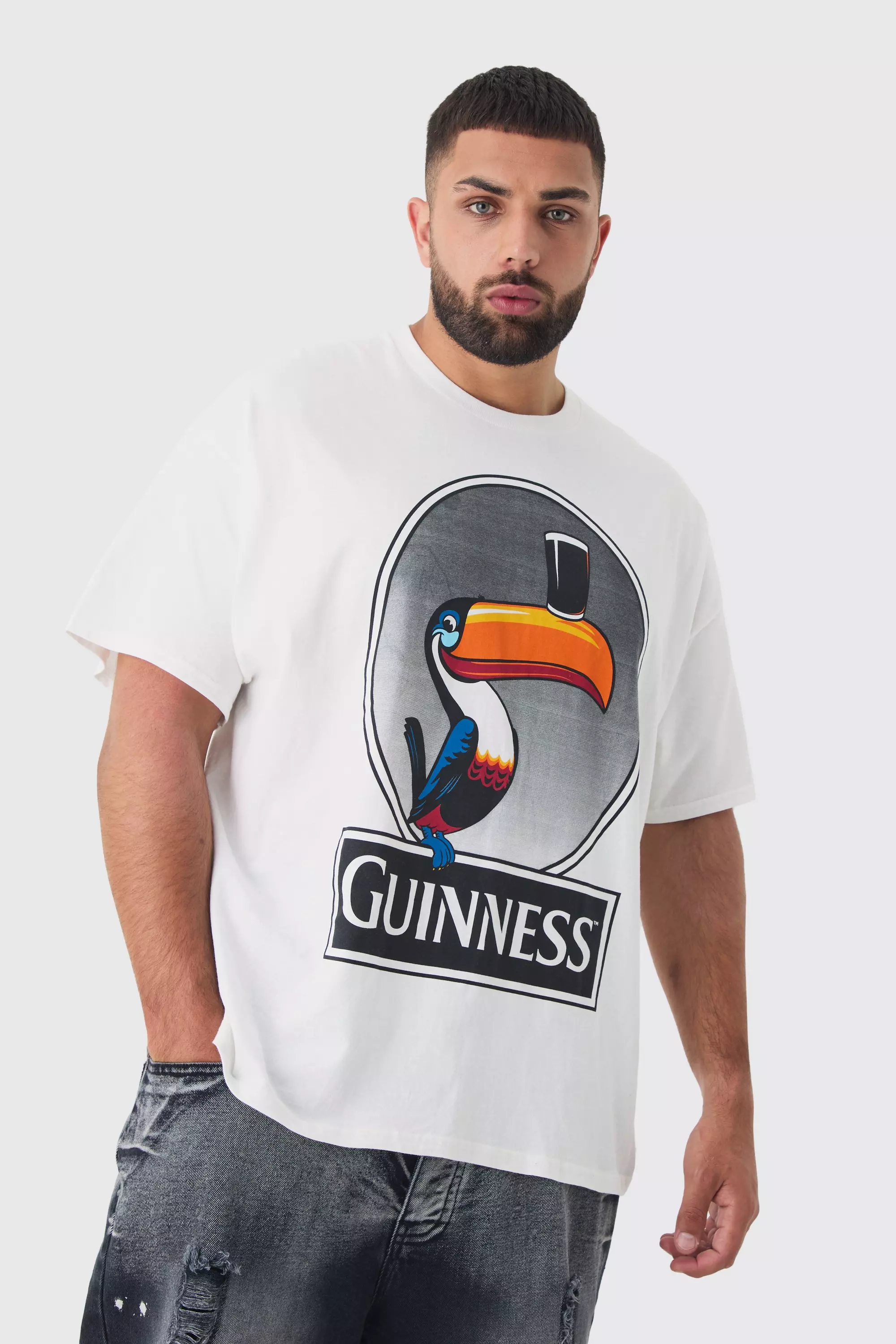 Plus Guinness Printed Licensed T-shirt In White White