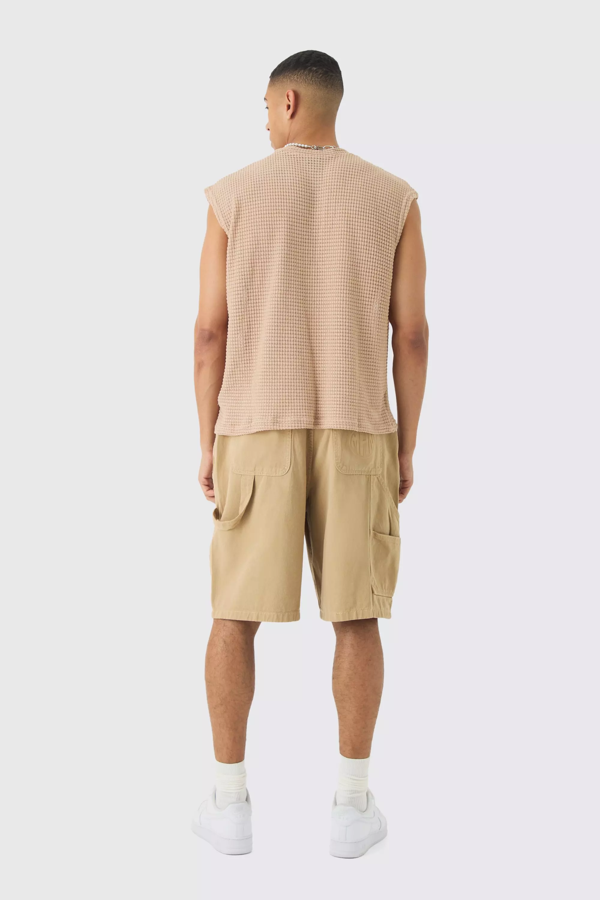 Stone Oversized Drop Shoulder Textured Tank alternative image