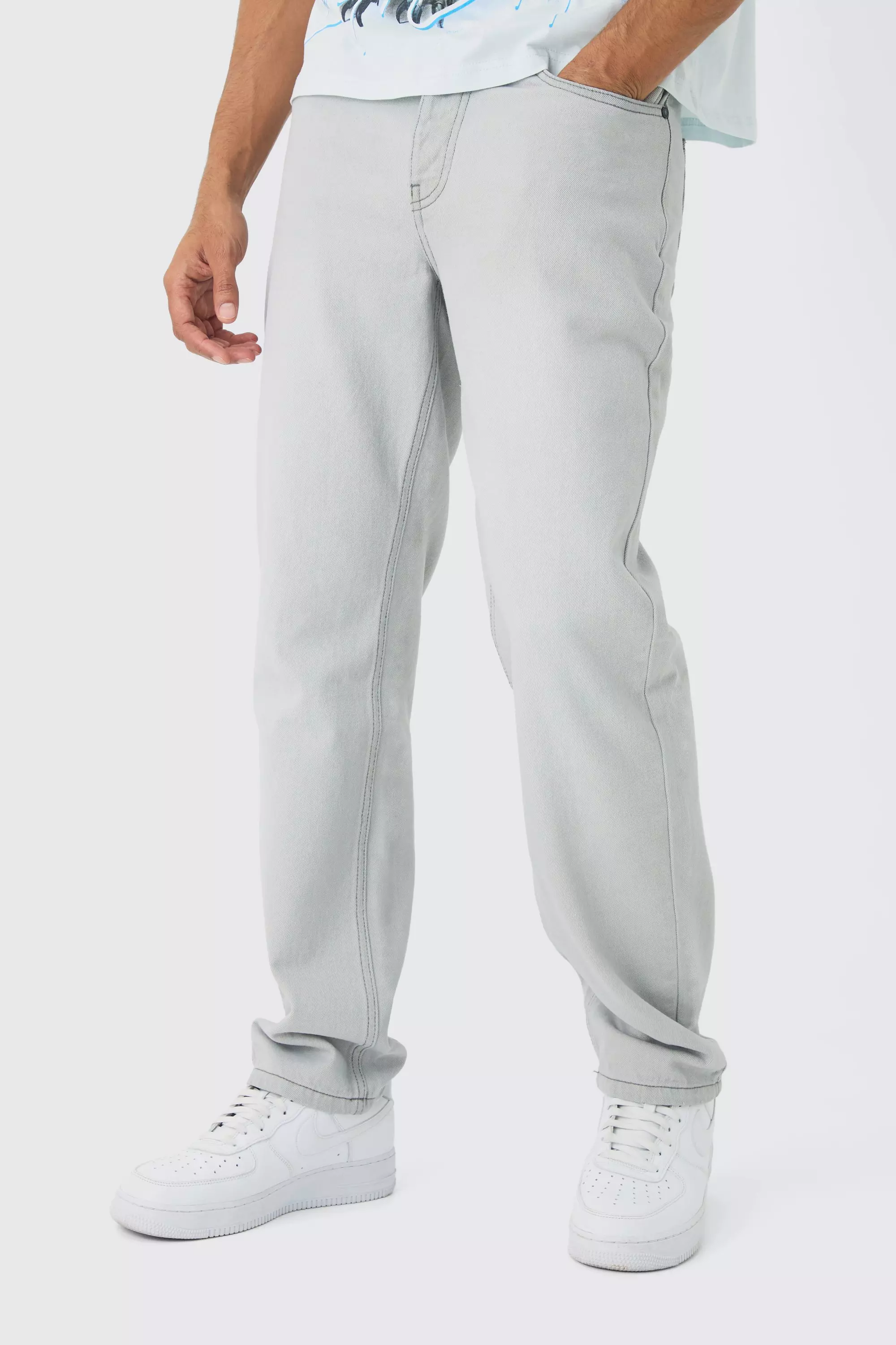 Grey Relaxed Rigid Jean In Ice Grey