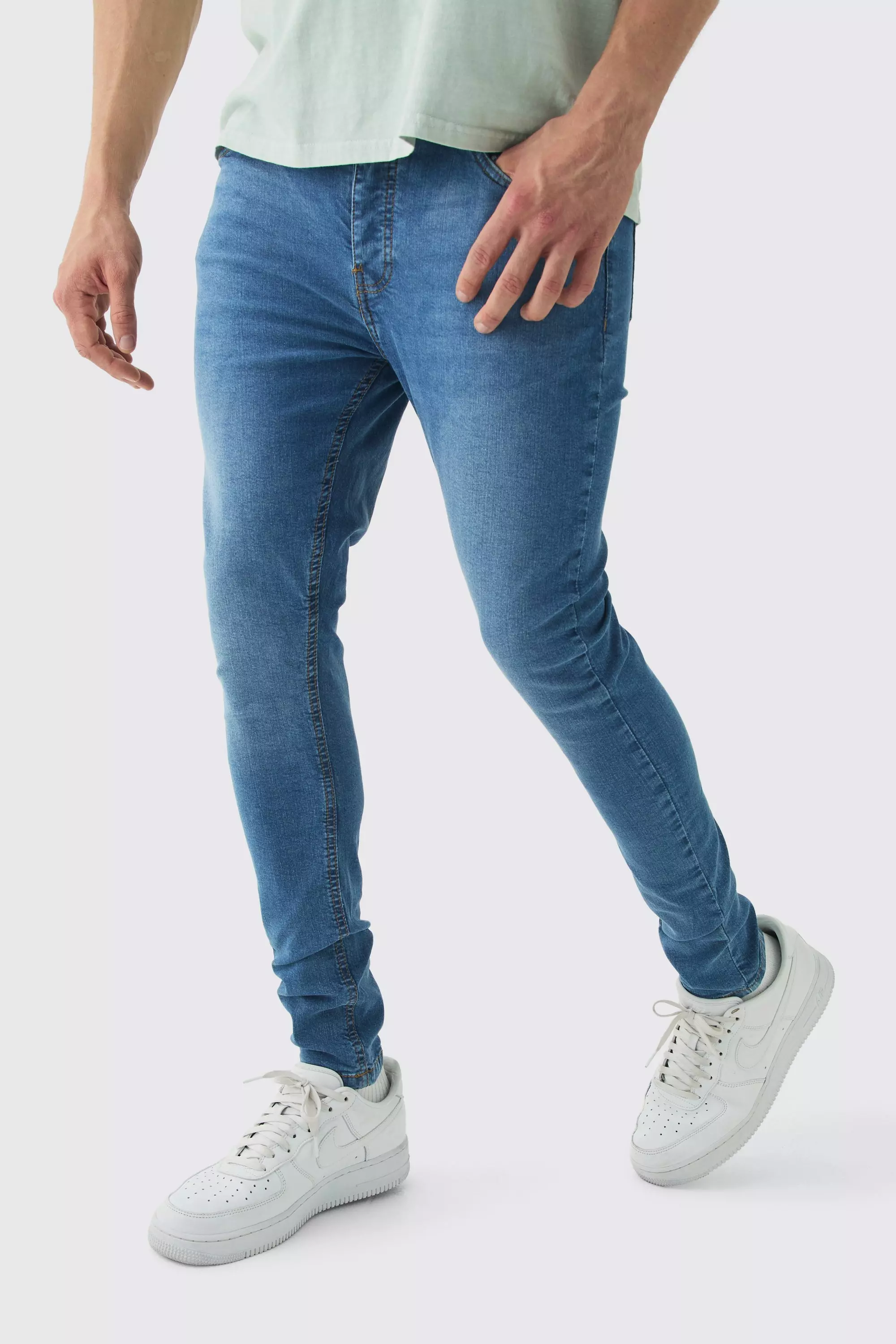 Super Skinny Stretch Jean In Mid Blue Mid blue