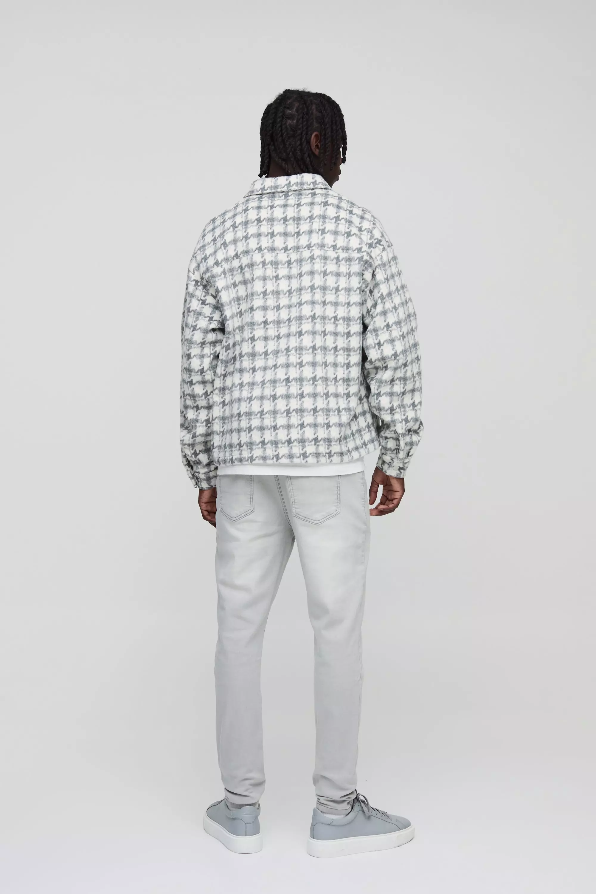 Skinny Stretch Jean In Ice Grey | boohooMAN USA