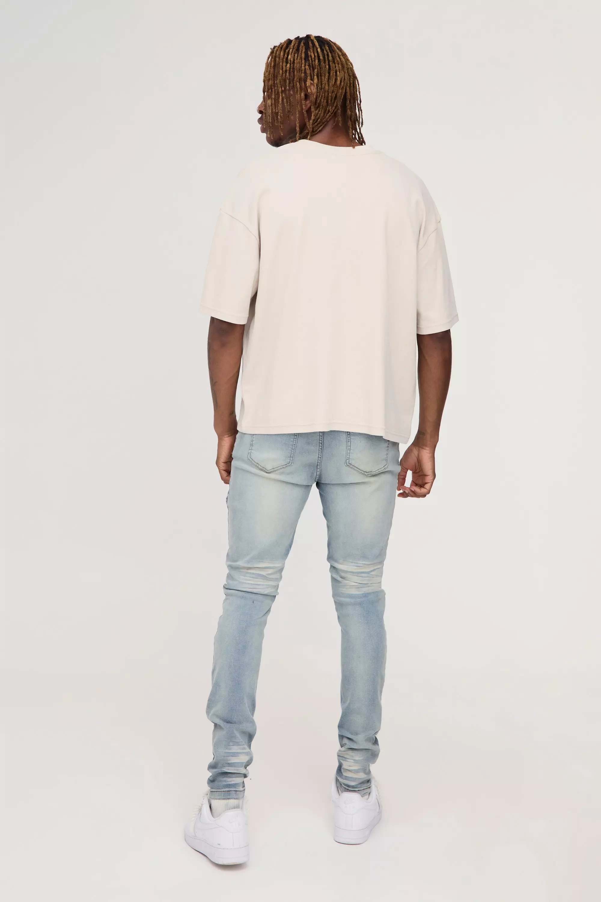 Antique blue Tall Overdye Skinny Distressed Carpenter Jeans alternative image