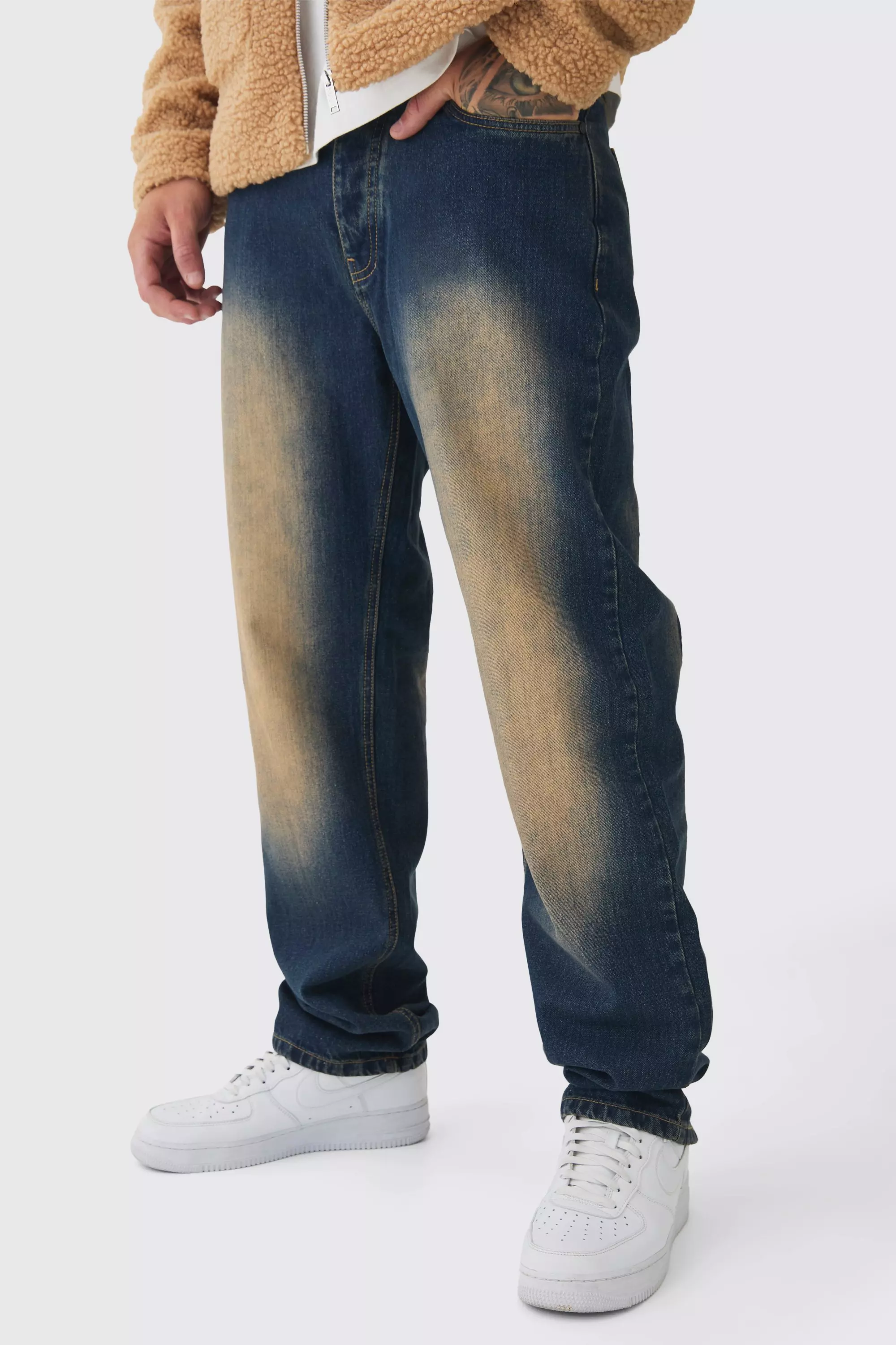 Tall Extreme Patchwork Double Layered Flared Jeans Dark wash