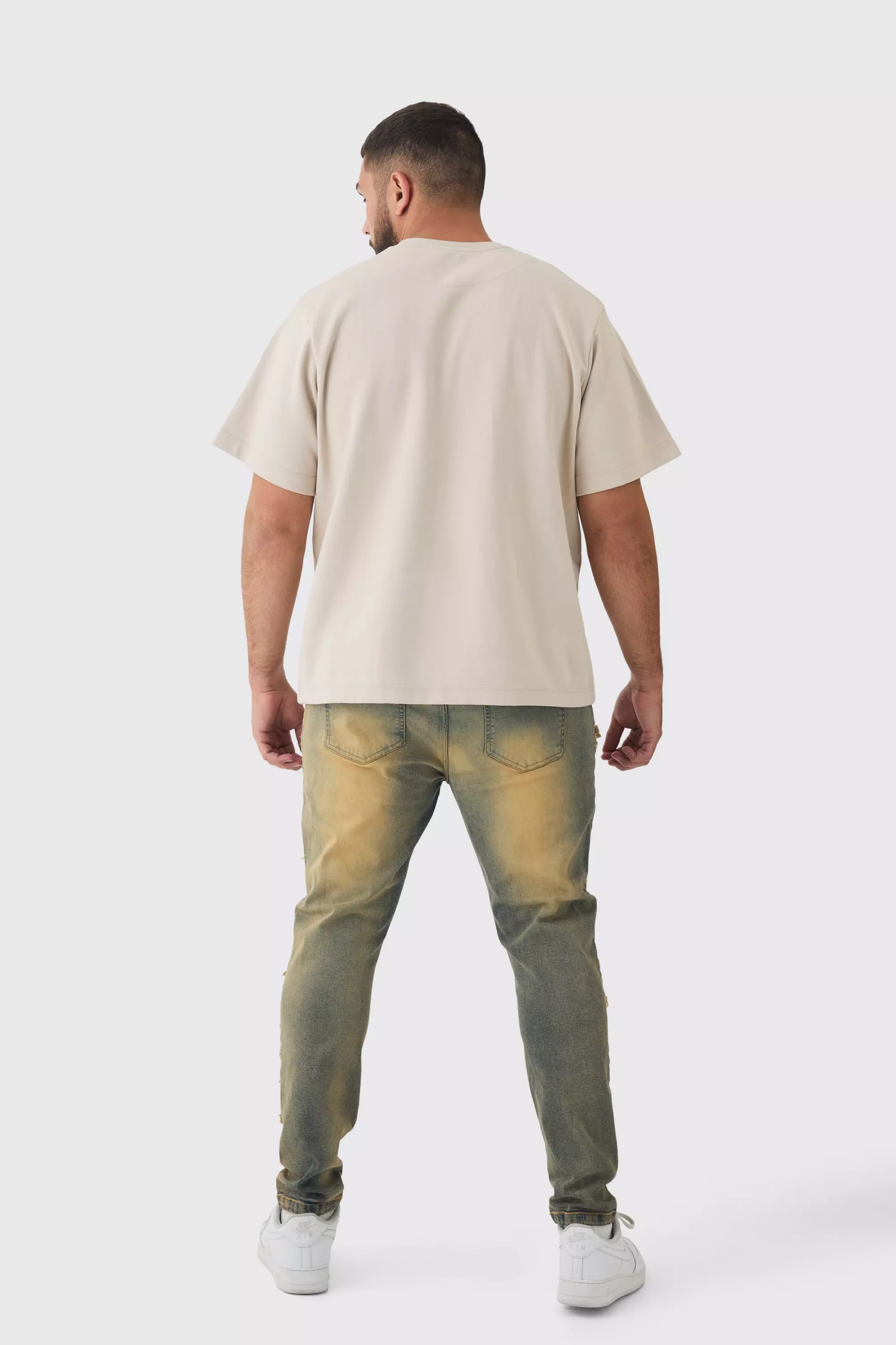 Mid wash Plus Tinted Frayed Skinny Jeans alternative image