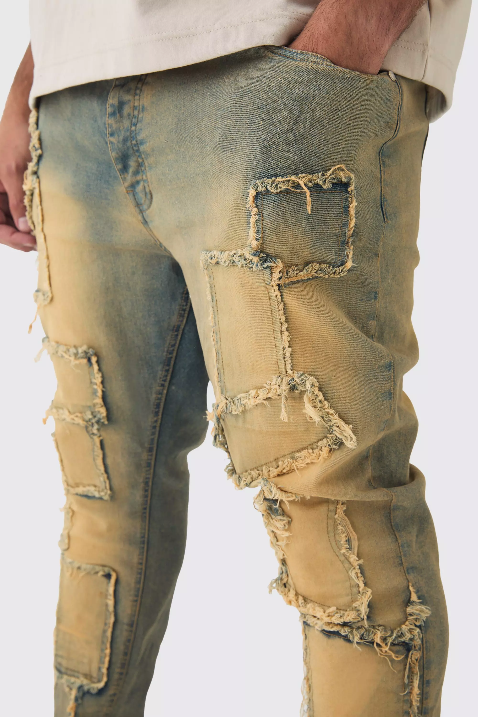 Mid wash Plus Tinted Frayed Skinny Jeans alternative image