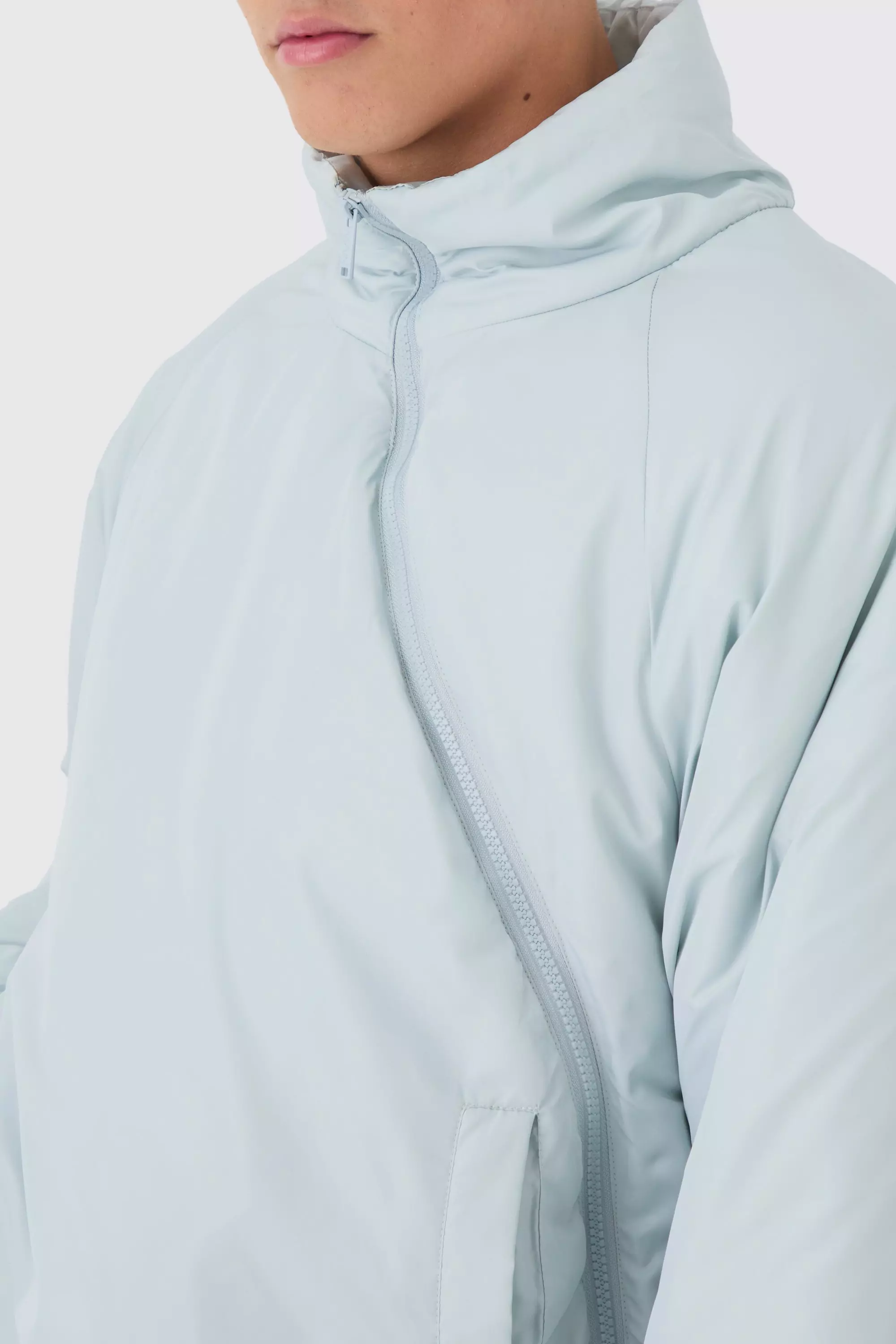 Light blue Gewatteerde Gewatteerde Jas Met Ronde Rits In Blauw alternatieve afbeelding