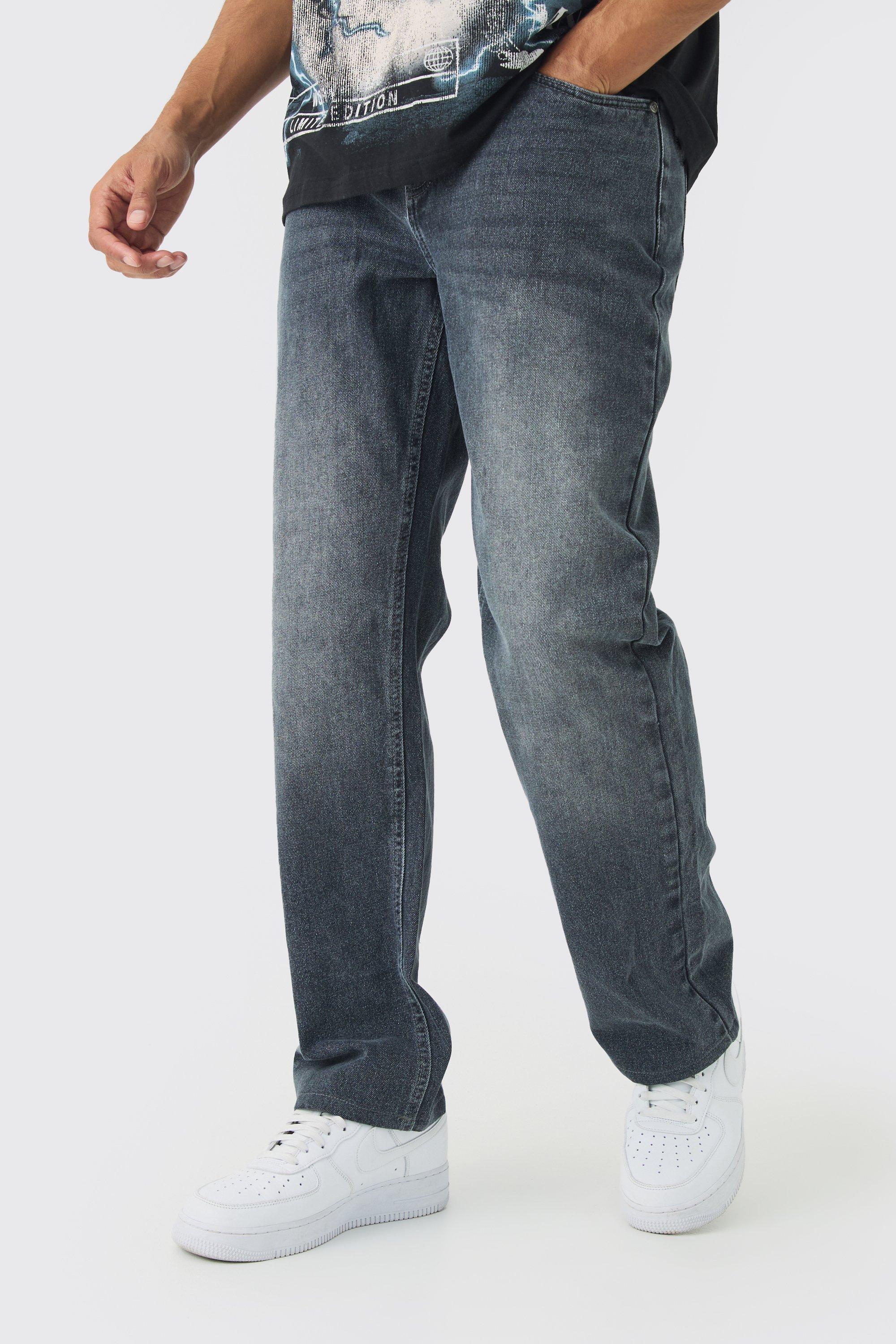 Relaxed Rigid Jean In Mid Grey | boohooMAN USA