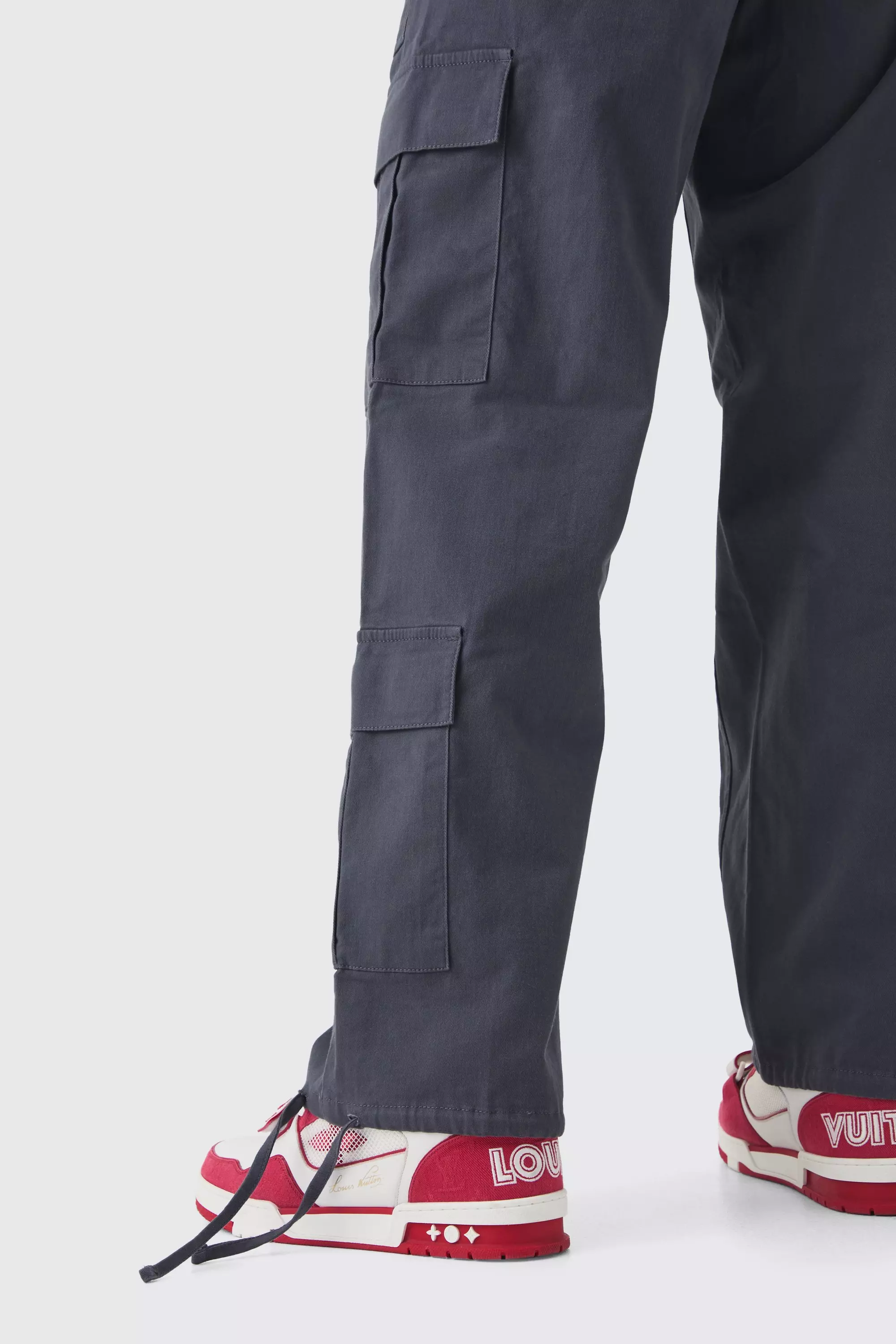 Black Tall Multi Cargo Gusset Baggy Cargo Trousers alternative image