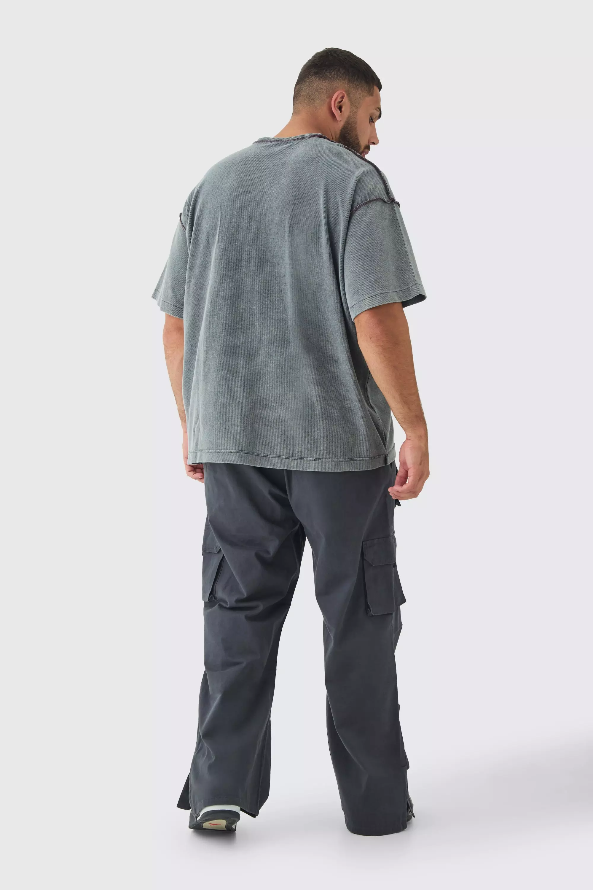 Black Plus Baggy Cargo Broek Met Split alternatieve afbeelding