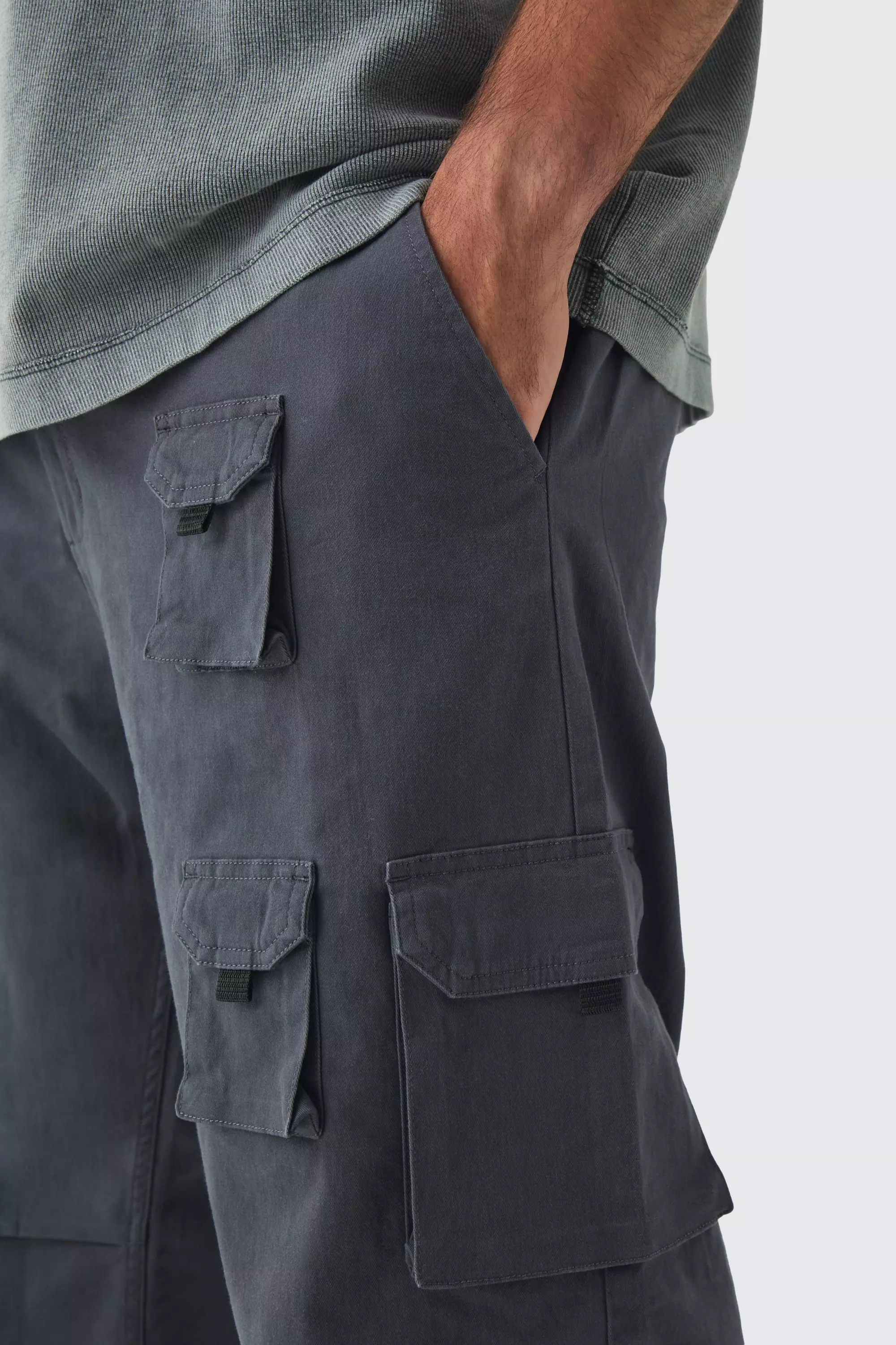 Black Plus Baggy Cargo Broek Met Split alternatieve afbeelding