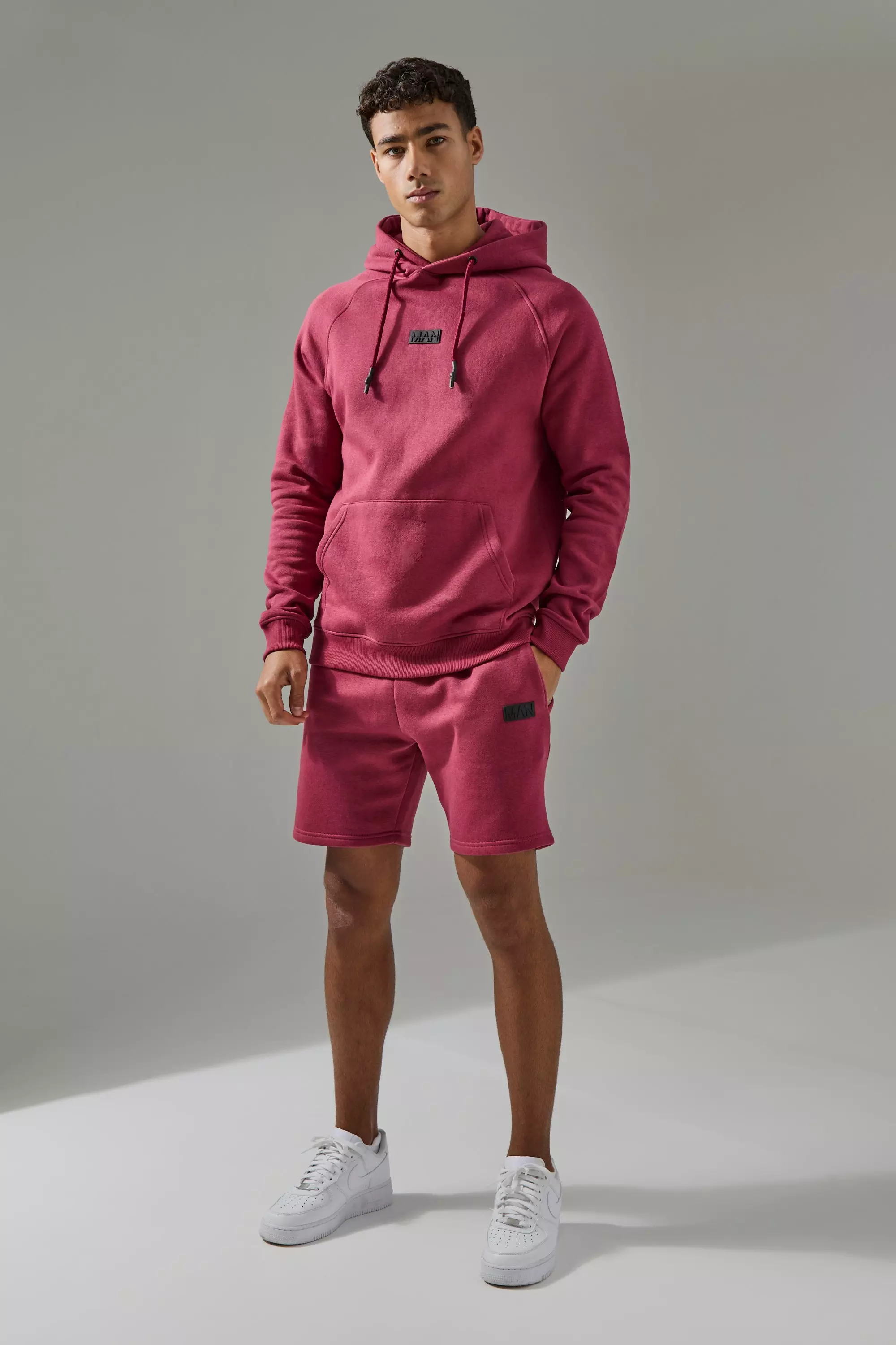 Man Active Hoodie Short Tracksuit boohooMAN USA