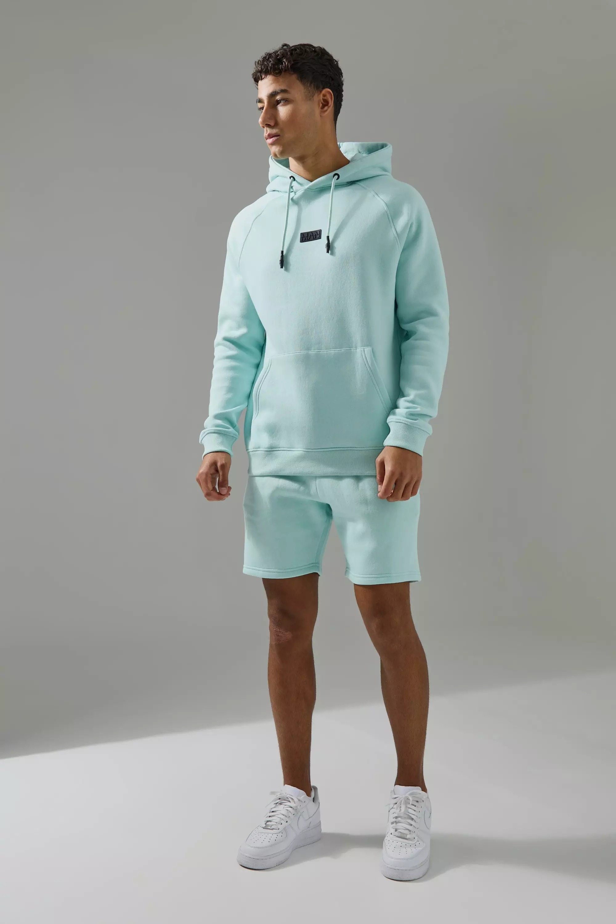 Man Active Hoodie & Short Tracksuit Sage