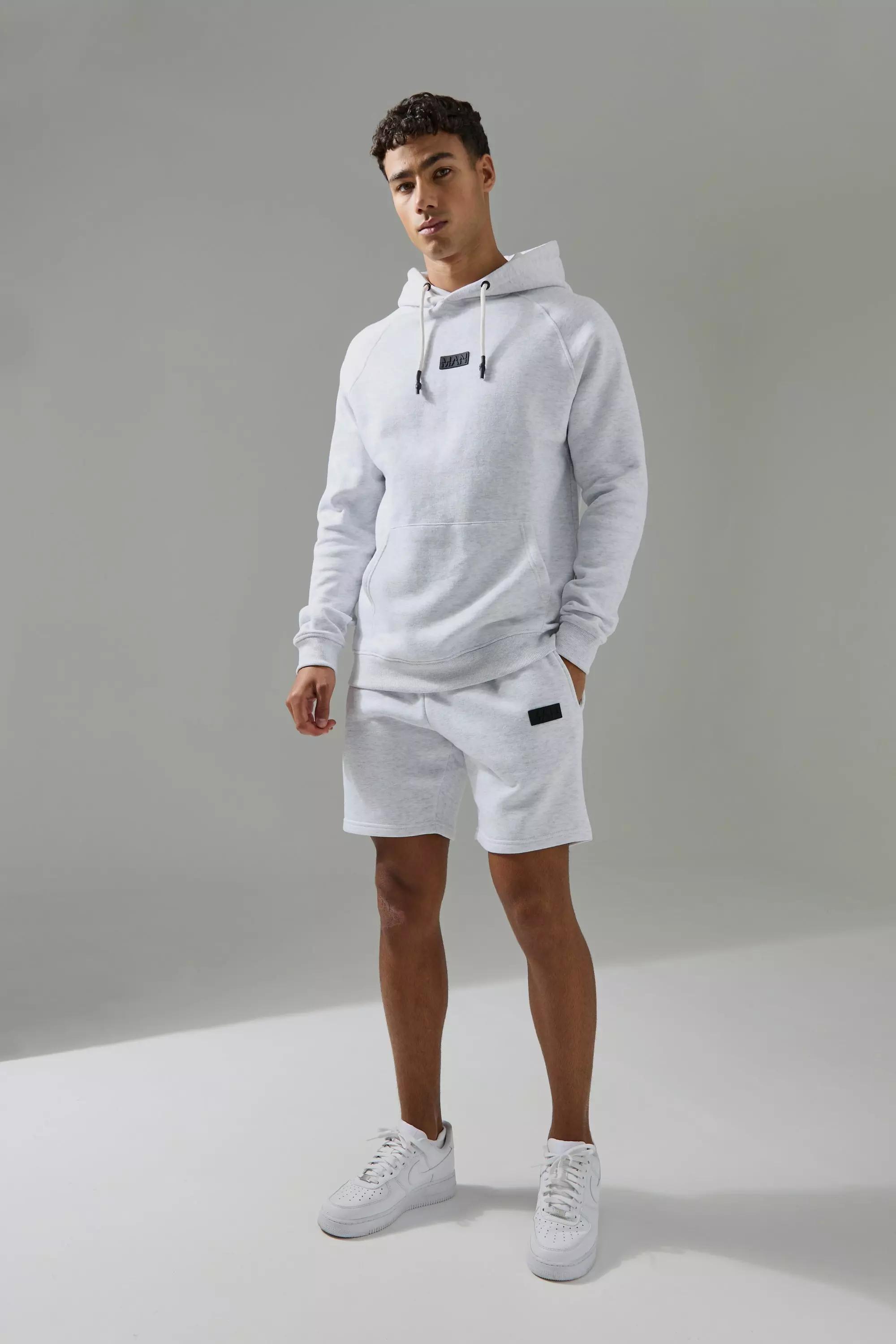 Light-grey Grey Man Active Hoodie & Short Tracksuit