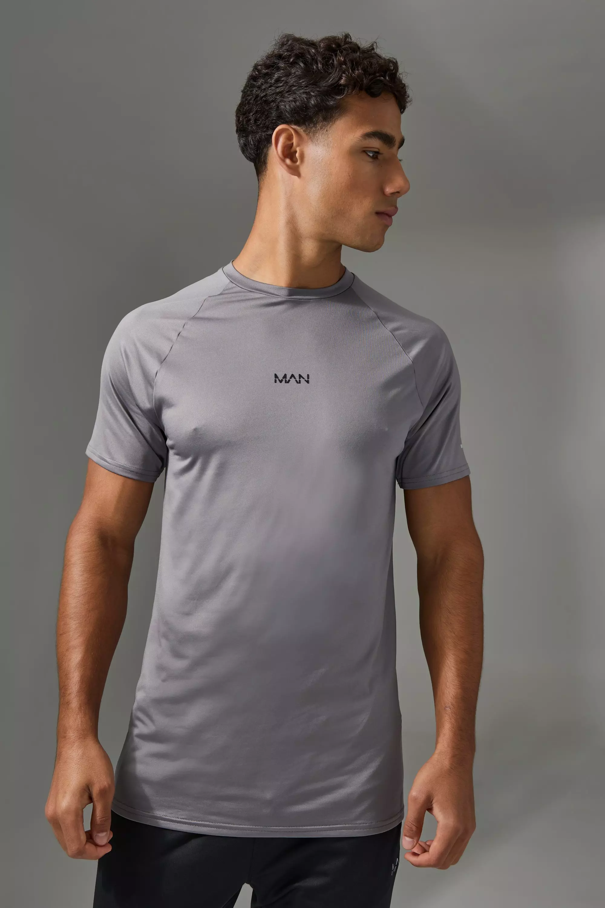 Man Active Performance Pro Muscle Fit Gym T-shirt Charcoal