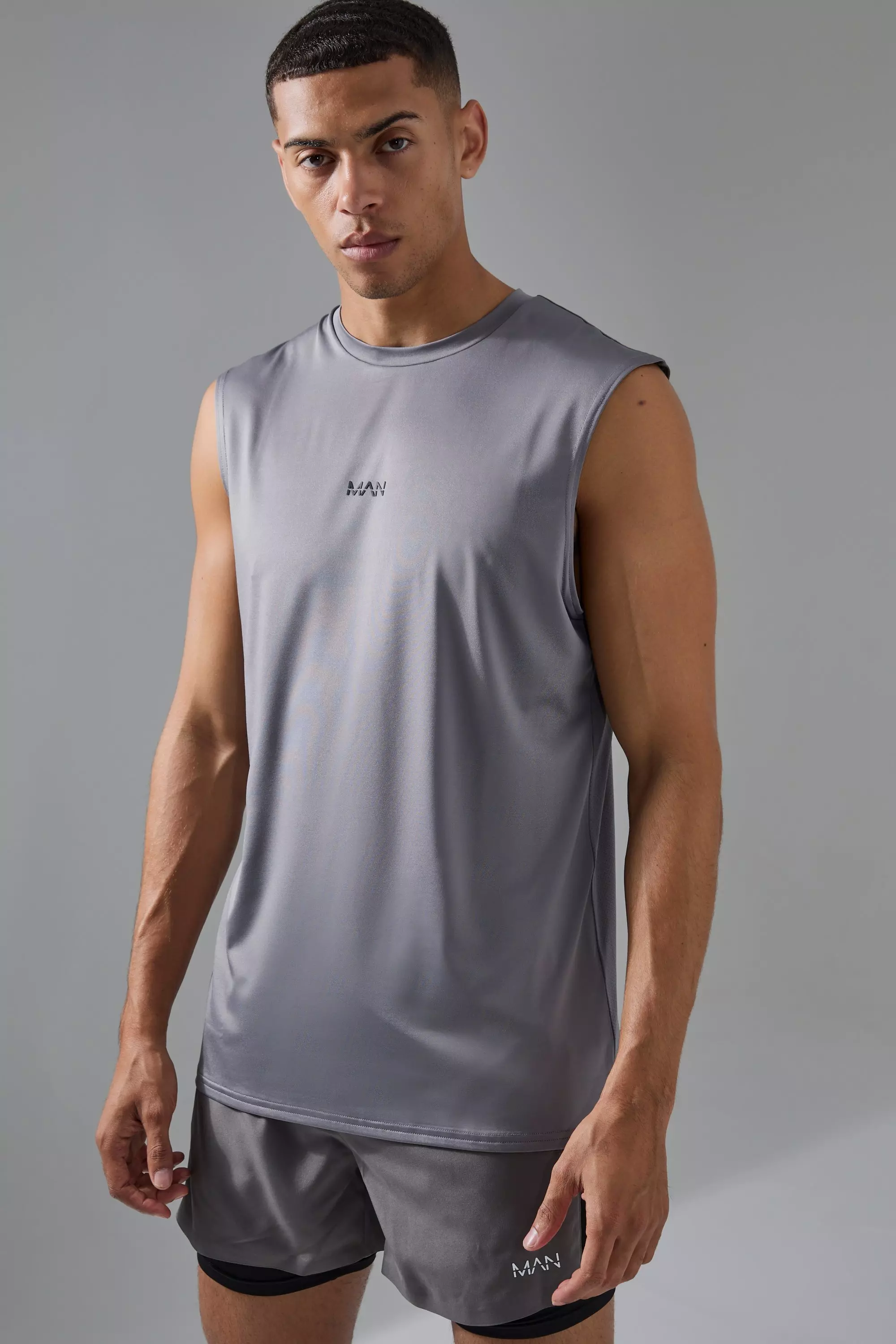 Man Active Performance Pro Gym Tank Charcoal