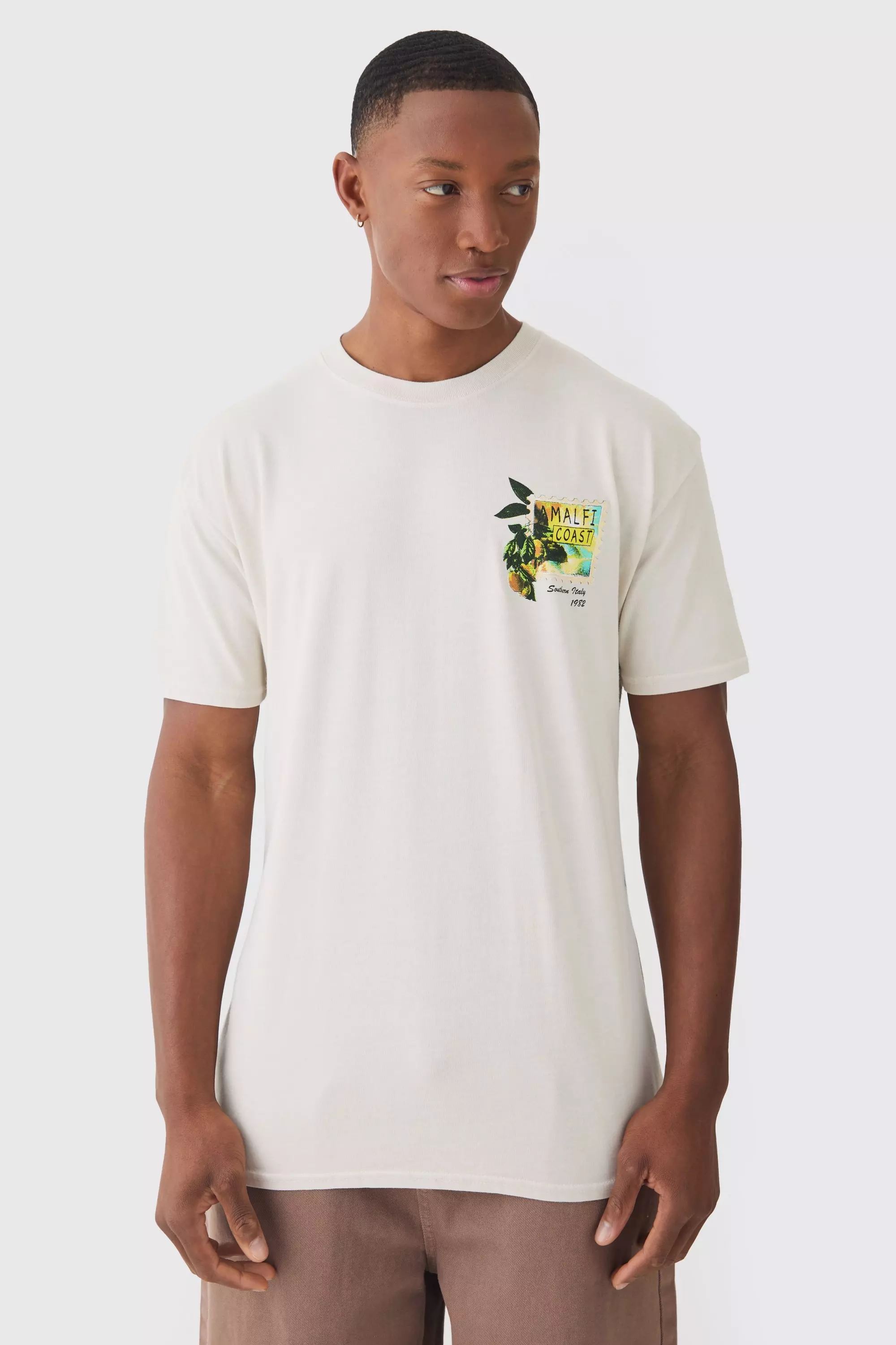 Ecru Postcard Travel Wash Print T-shirt alternative image