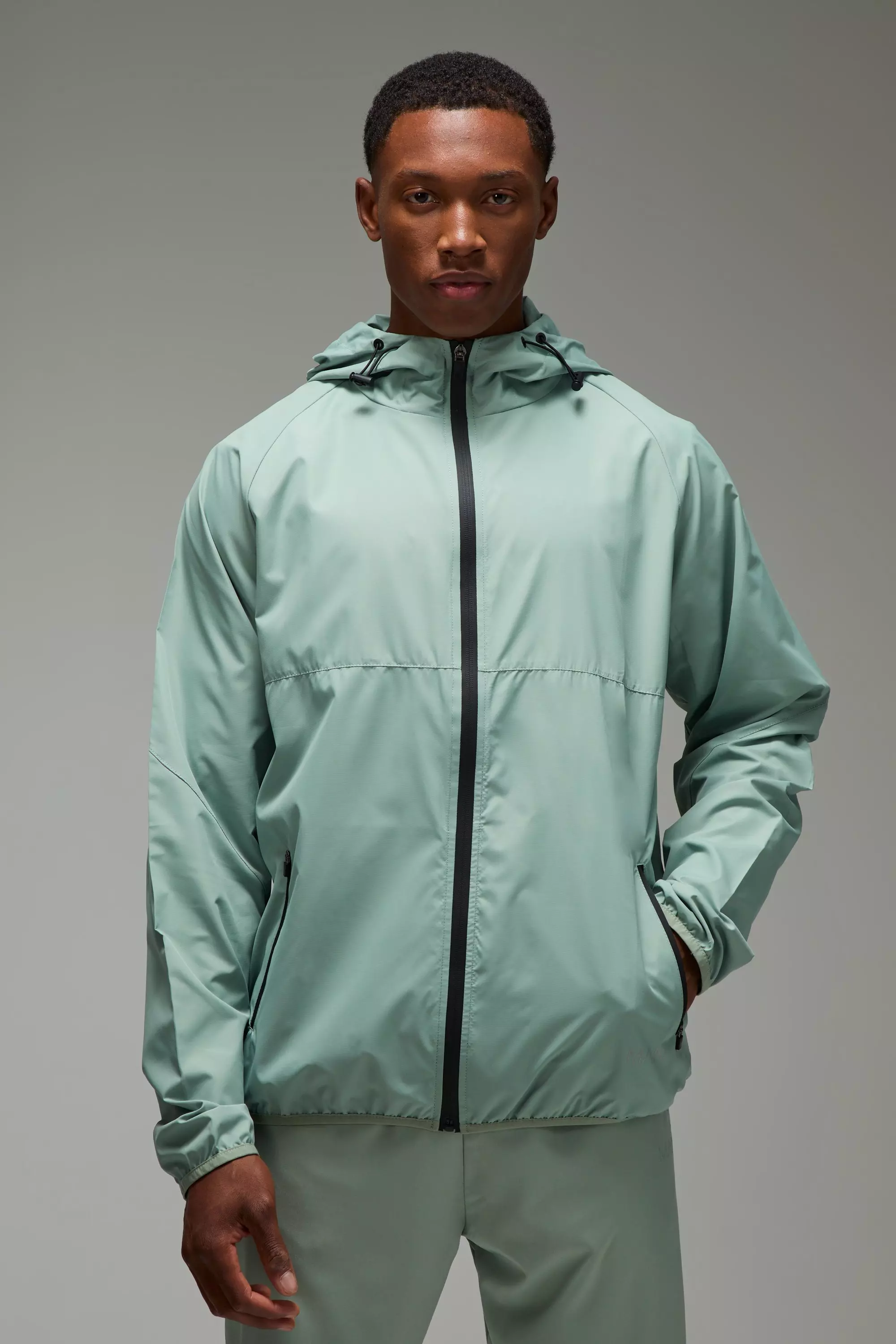 Sage Green Man Active Ripstop Shower Resist Windbreaker