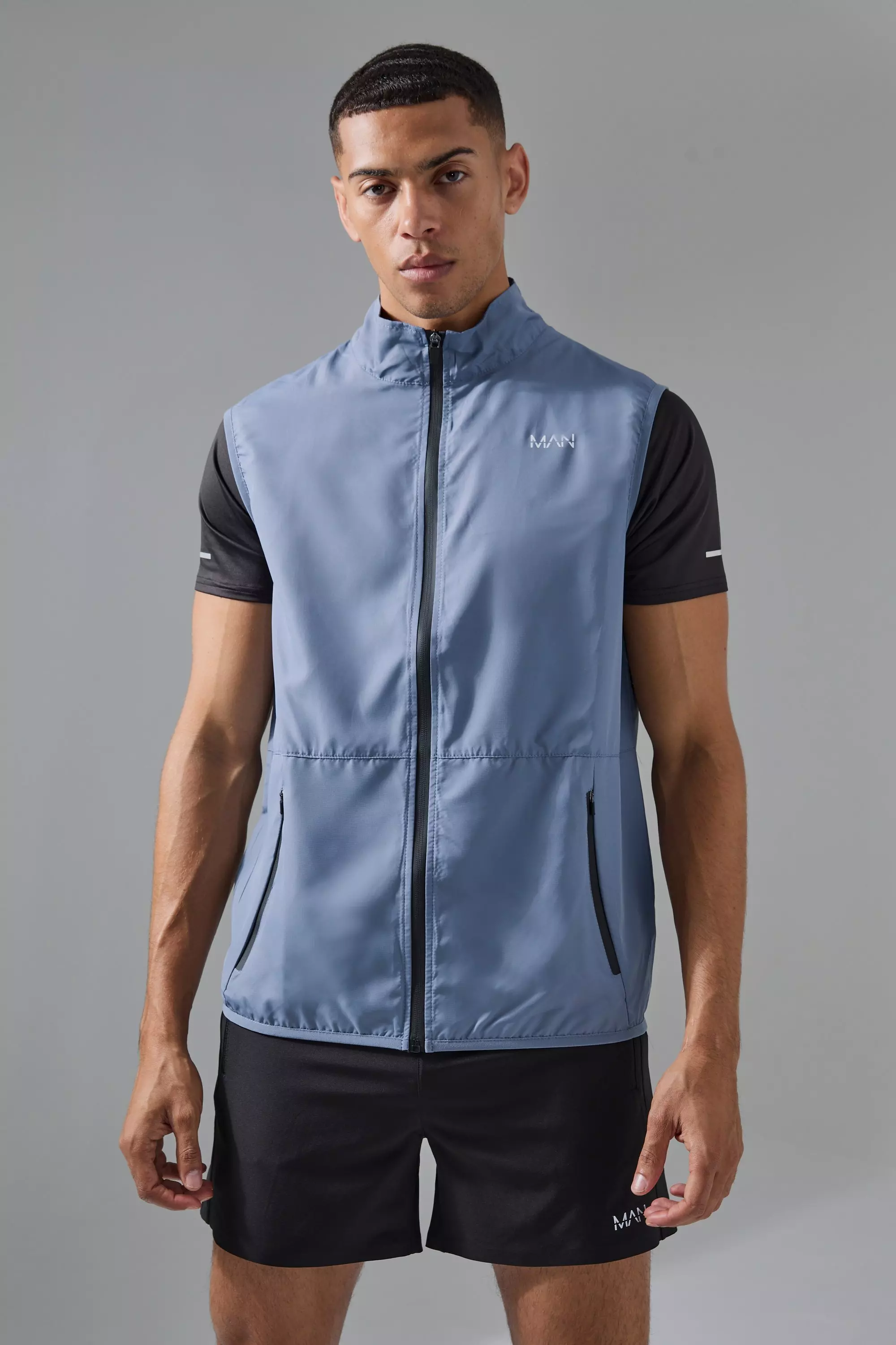 Man Active Ripstop Shower Resist Gilet slate blue