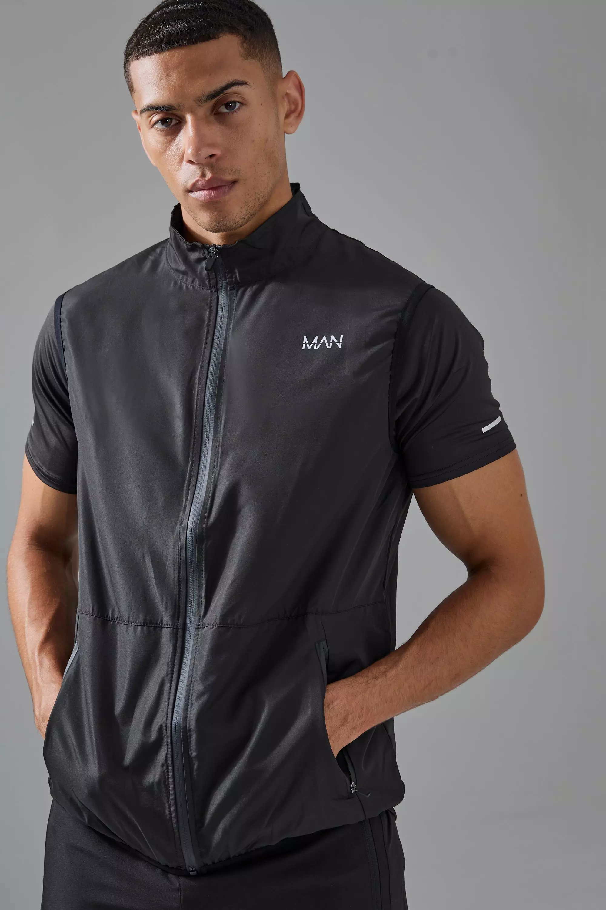 Man Active Ripstop Shower Resist Gilet Black