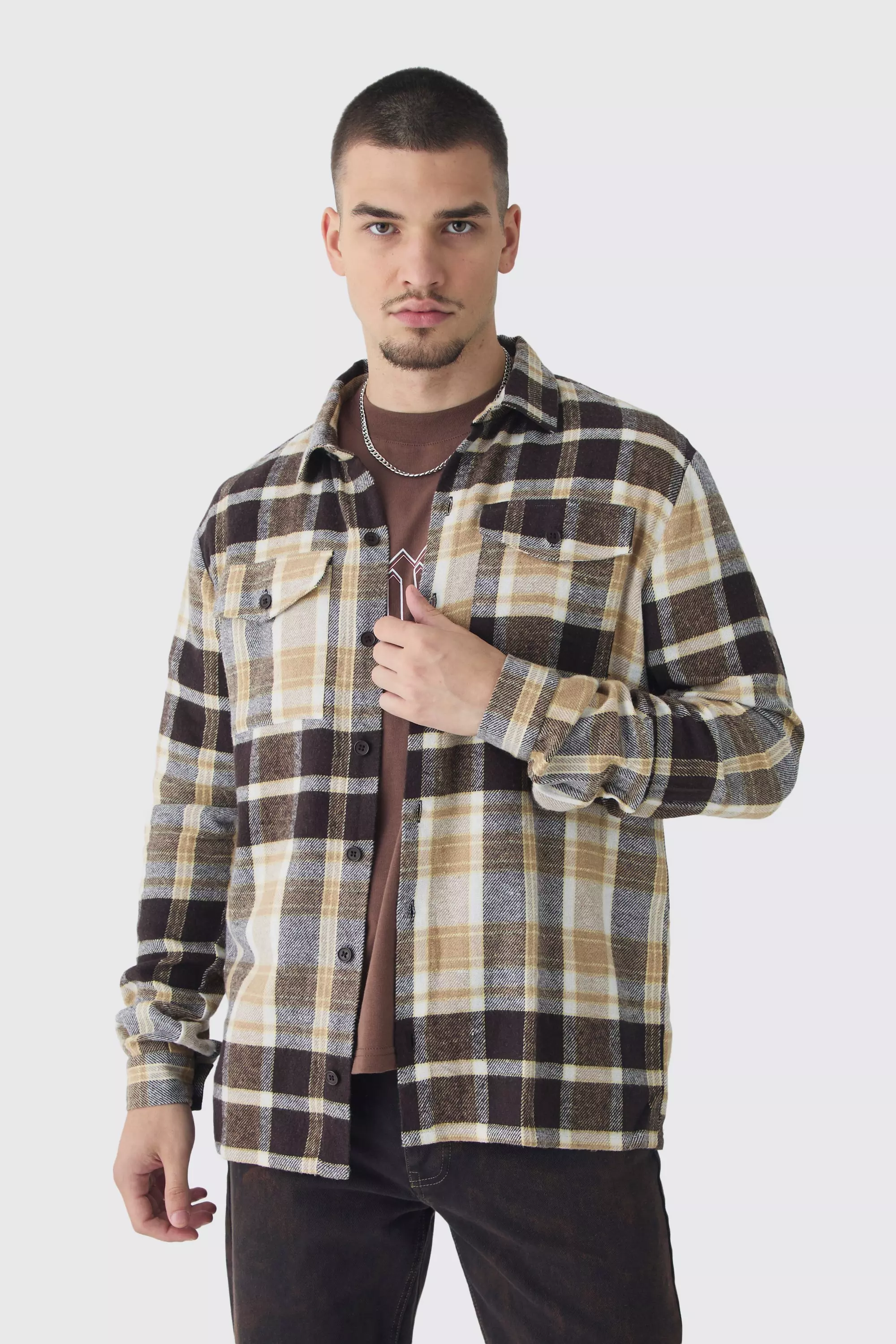 Tall - Chemise oversize à carreaux, Tan autre image