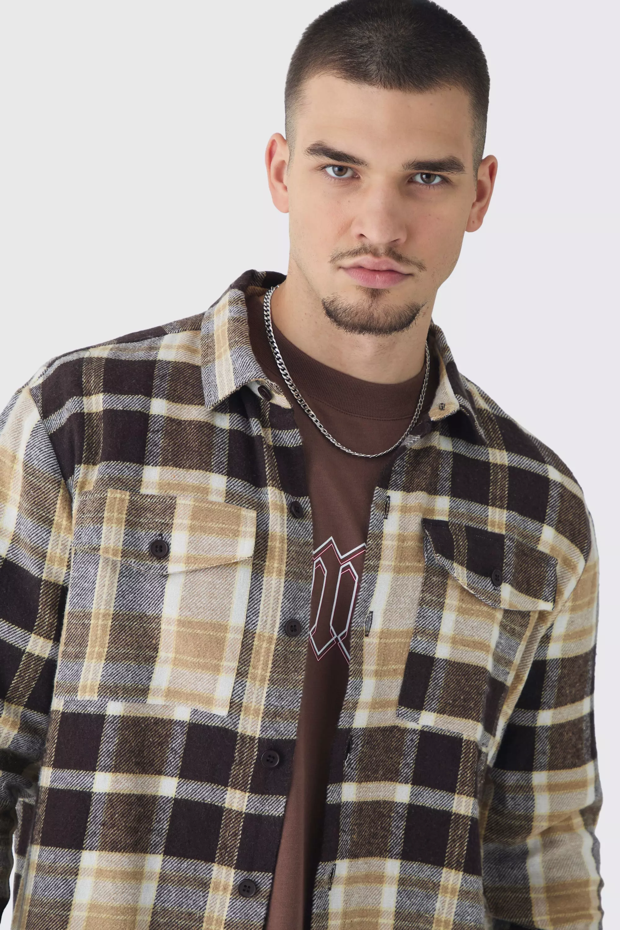 Tall - Chemise oversize à carreaux, Tan autre image