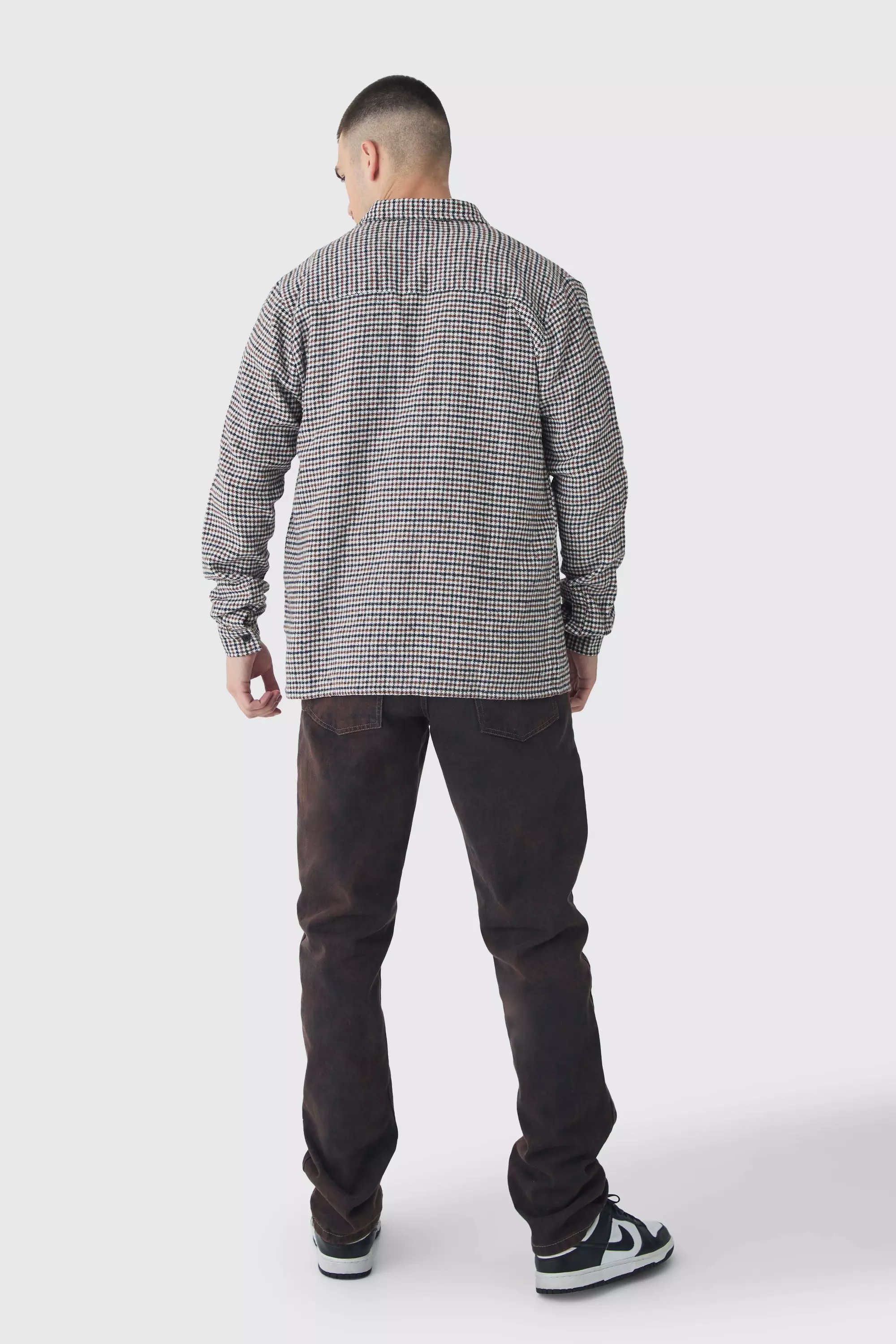 Stone Tall Regular Fit Micro Dogtooth Brushed Shirt alternative image
