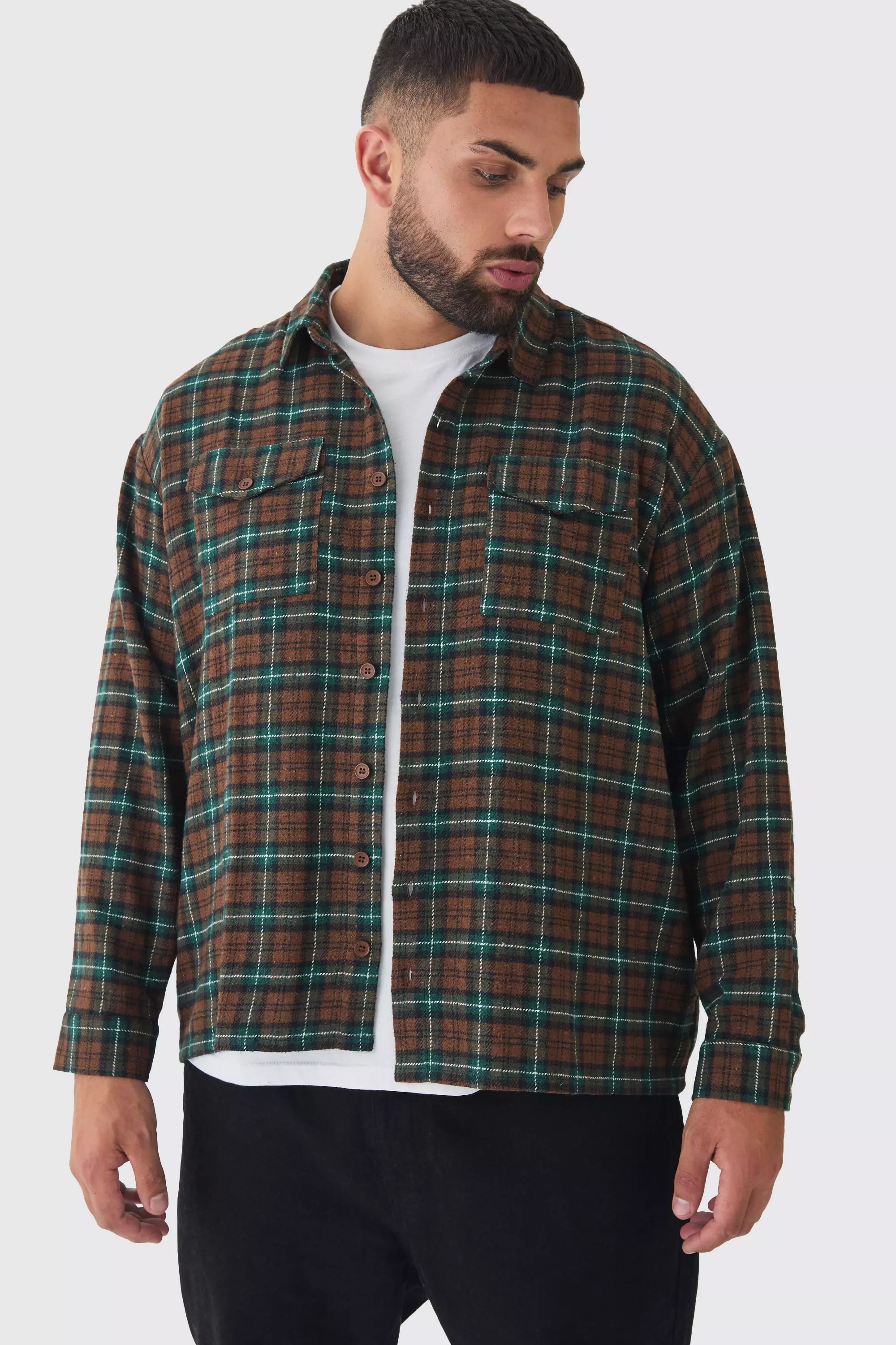 Plus kariertes Oversize Tartan-Hemd, Rust alternatives Bild