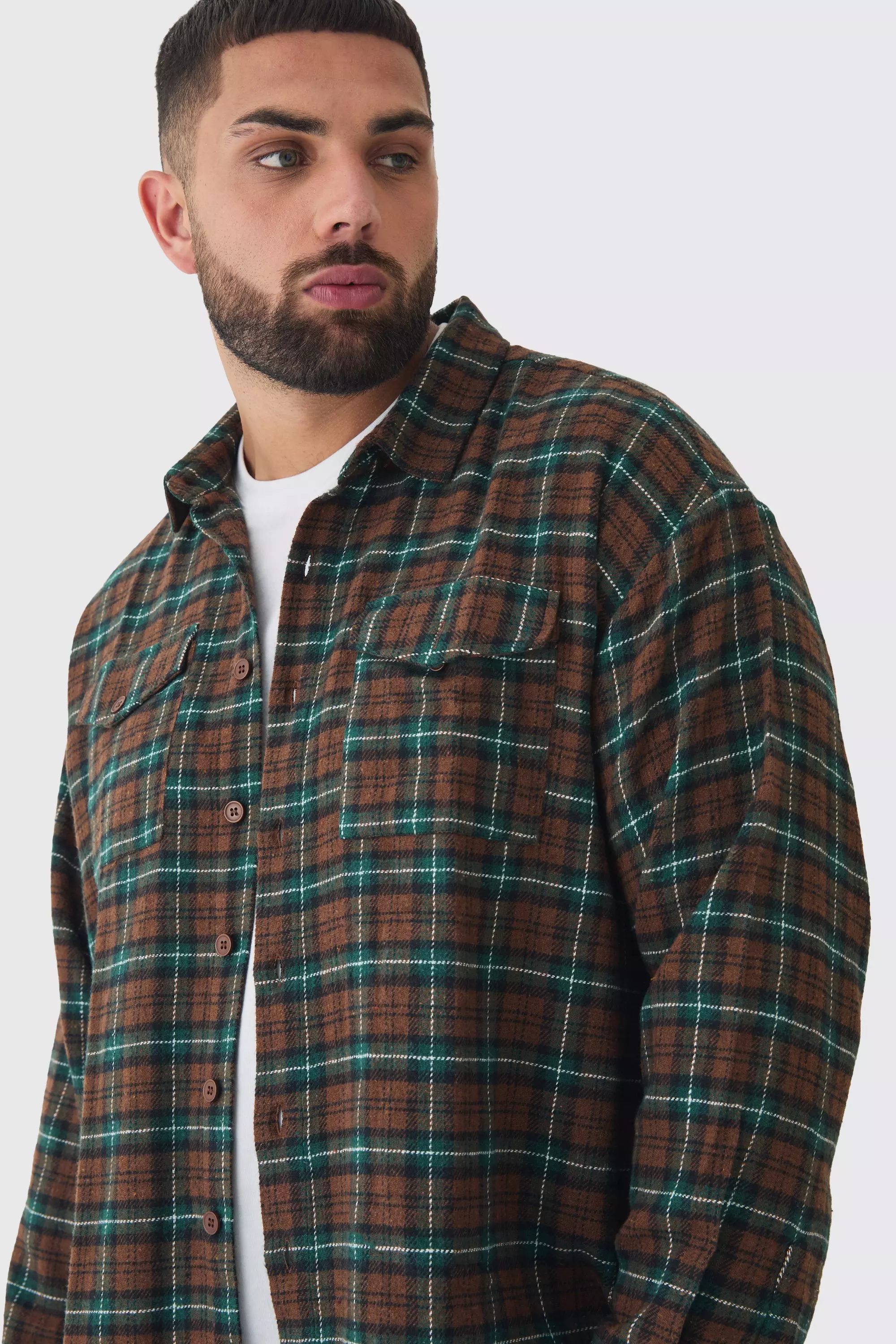 Plus kariertes Oversize Tartan-Hemd, Rust alternatives Bild