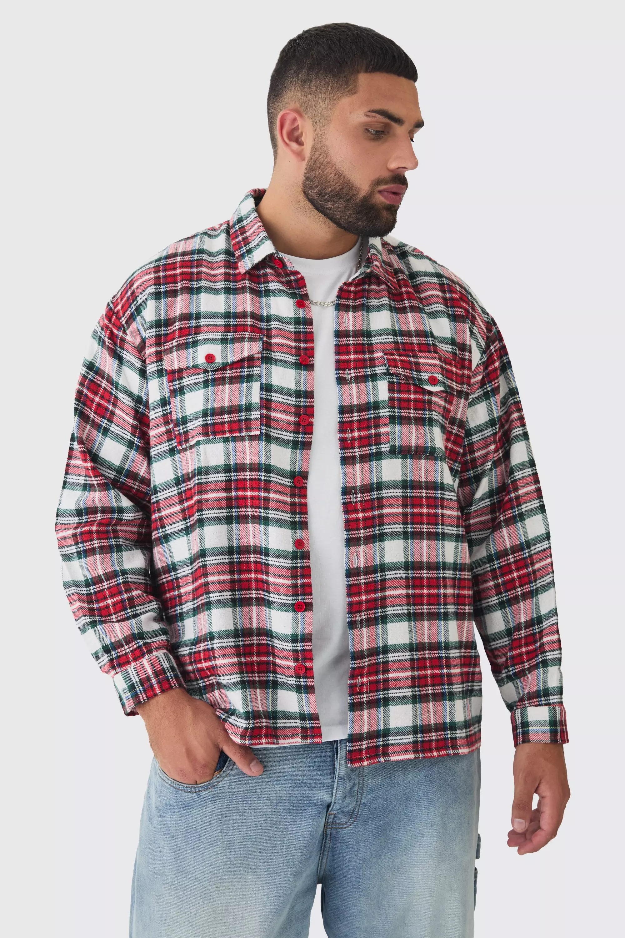 Plus size red check shirt best sale