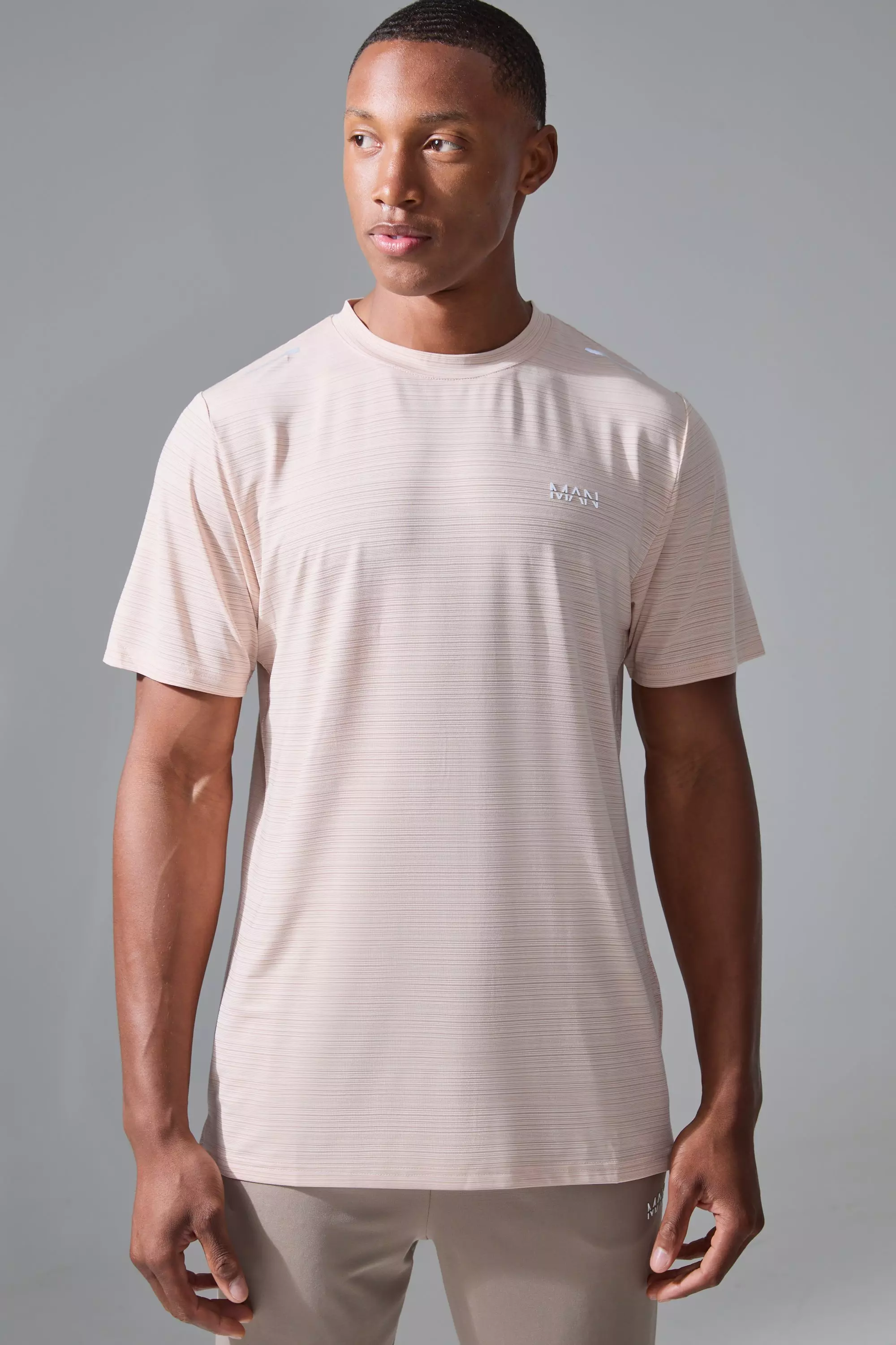 Taupe Beige Man Active Lightweight Performance T-shirt