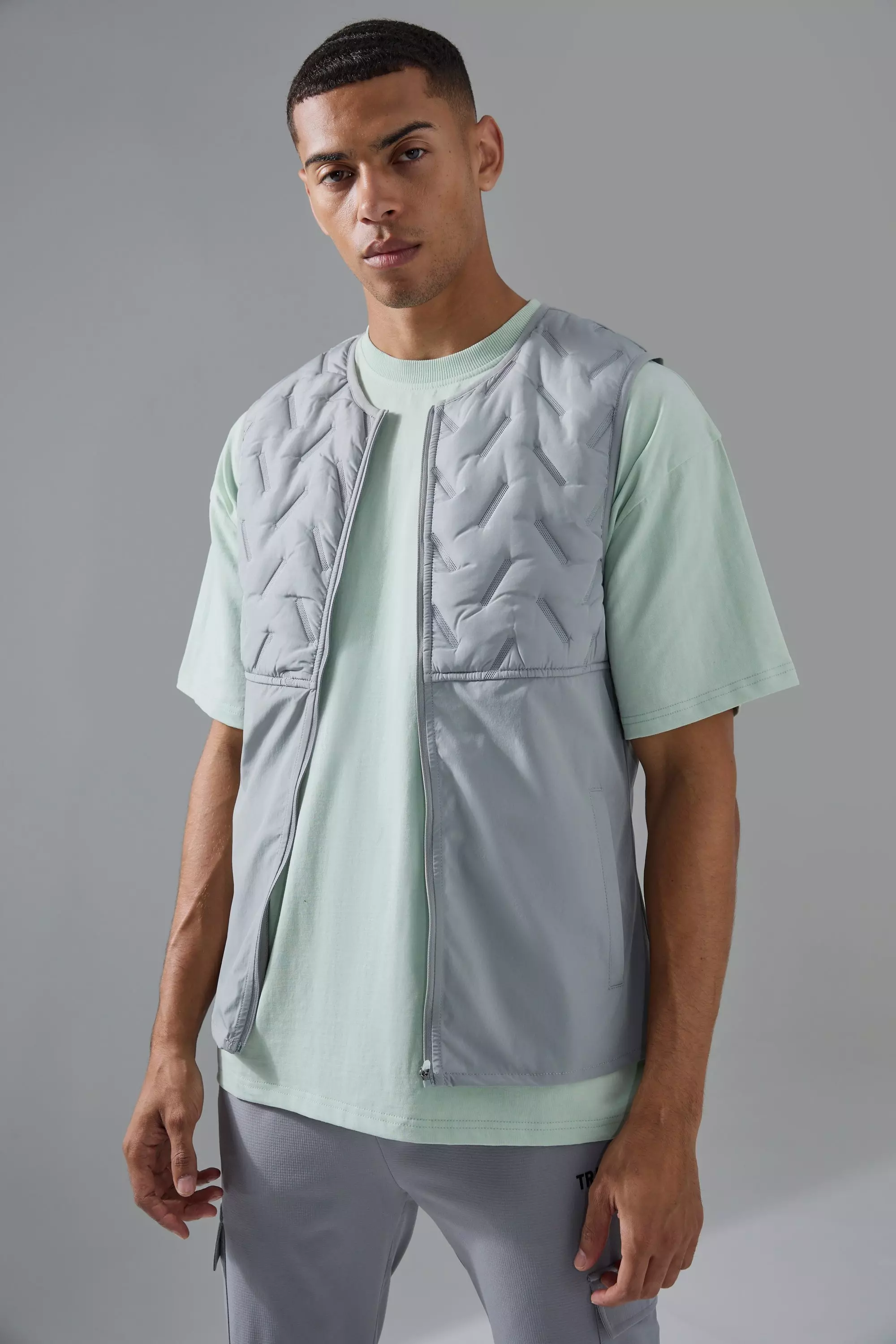 Man Active Quilted Vest Light grey