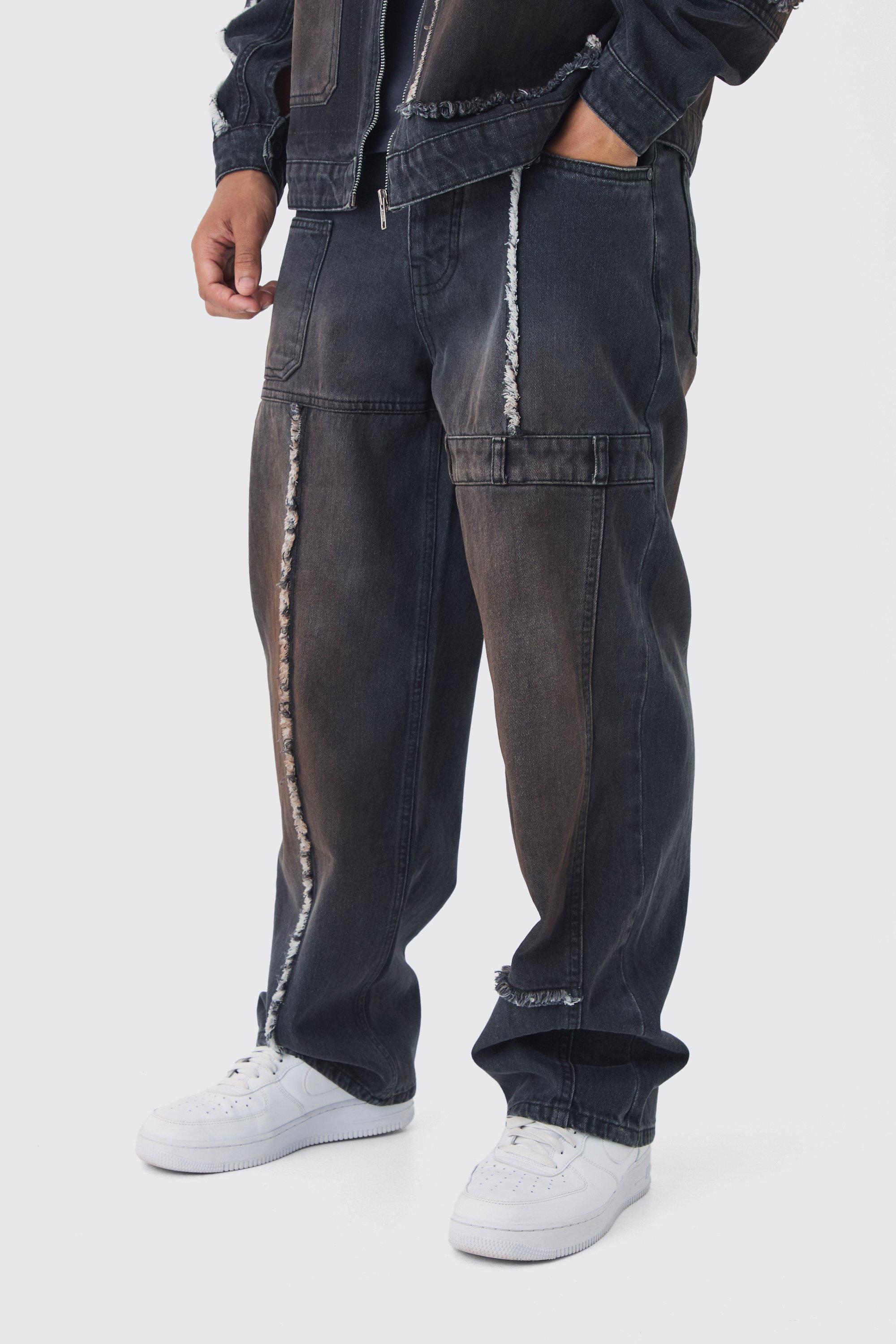 Washed black Baggy Fit Rigid Dirty Wash Carpenter Jeans