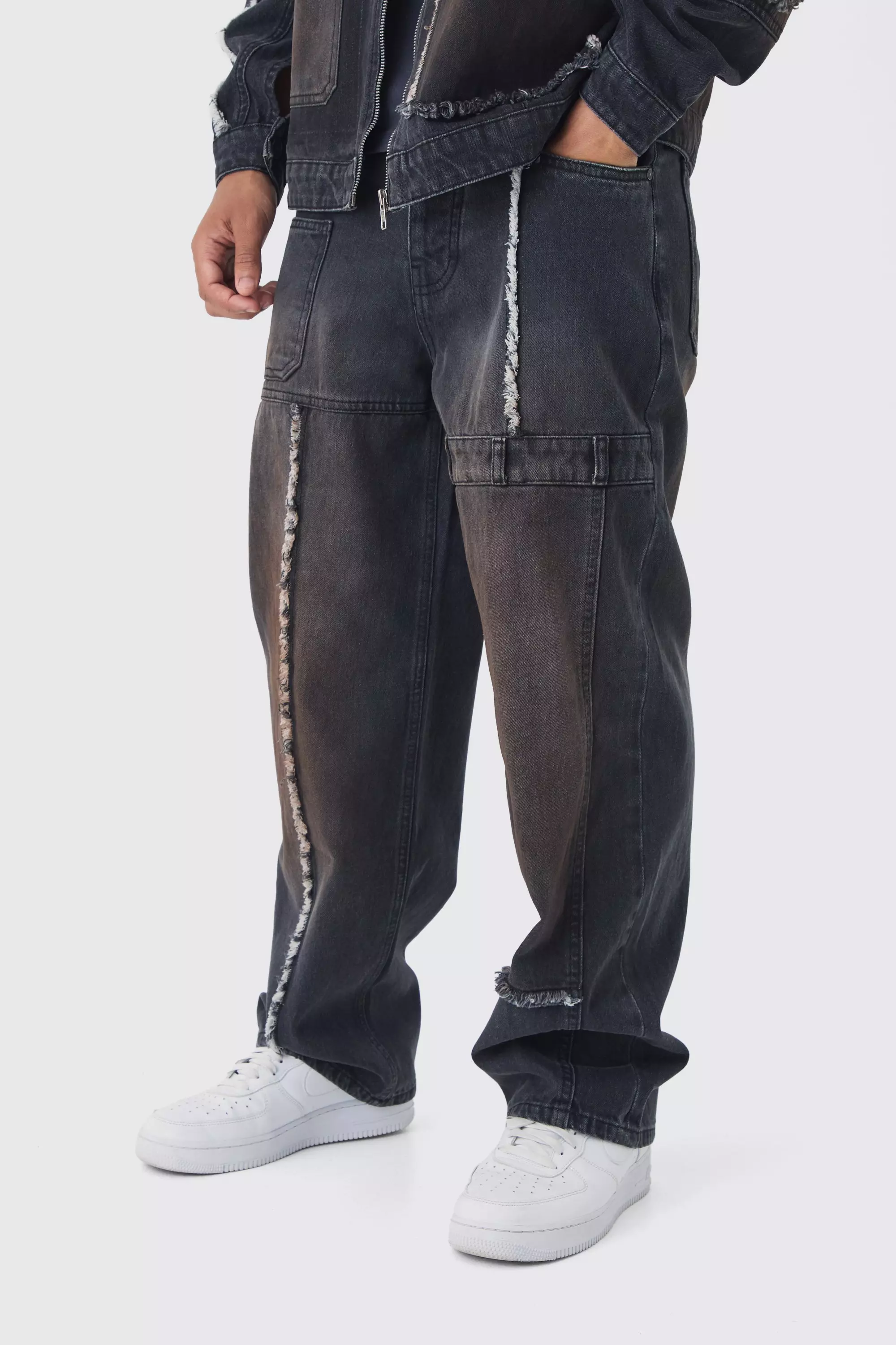 Washed black Onbewerkte Gebleekte Baggy Utility Jeans alternatieve afbeelding