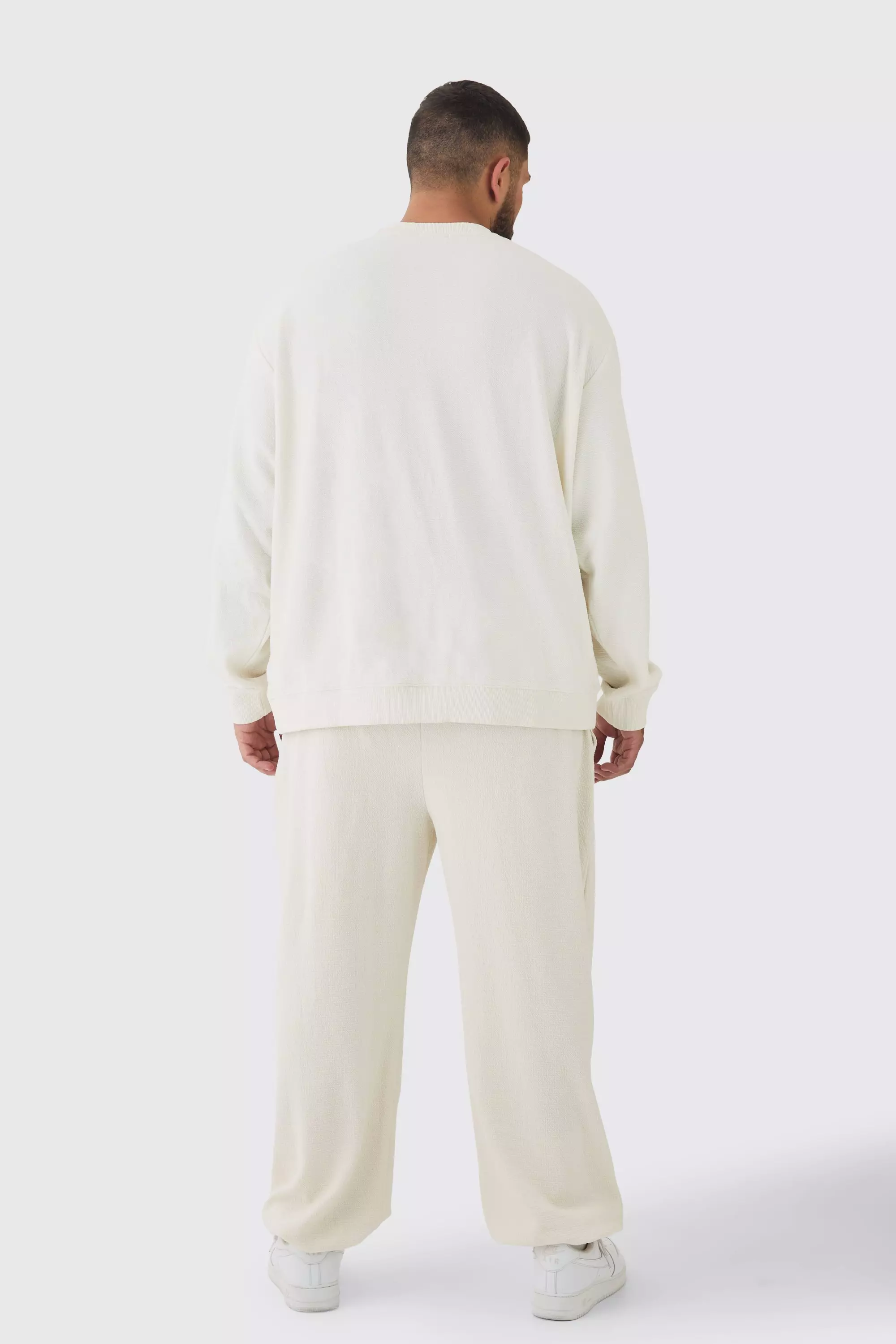 Plus Jacquard Jogginghose mit Kordelzug, Ecru alternatives Bild