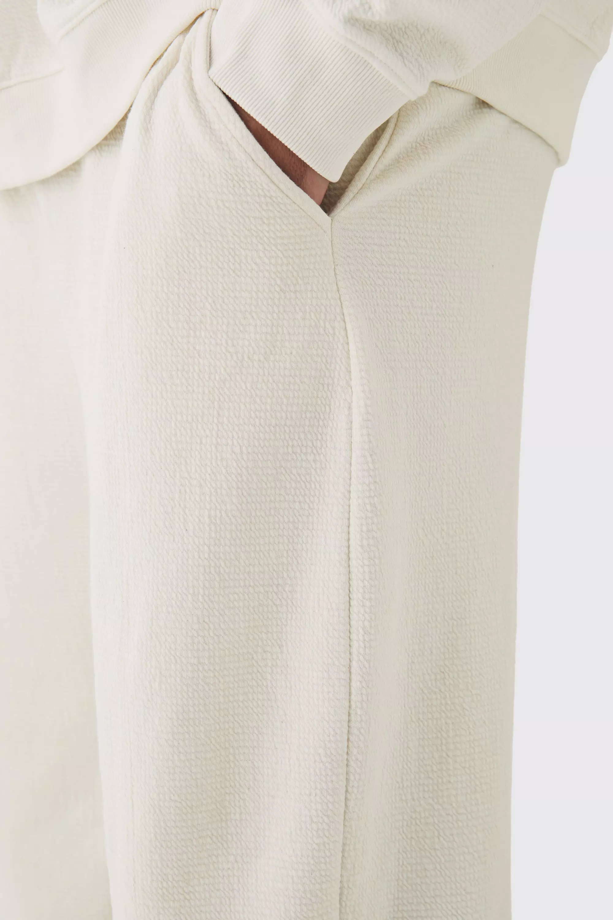 Plus Jacquard Jogginghose mit Kordelzug, Ecru alternatives Bild