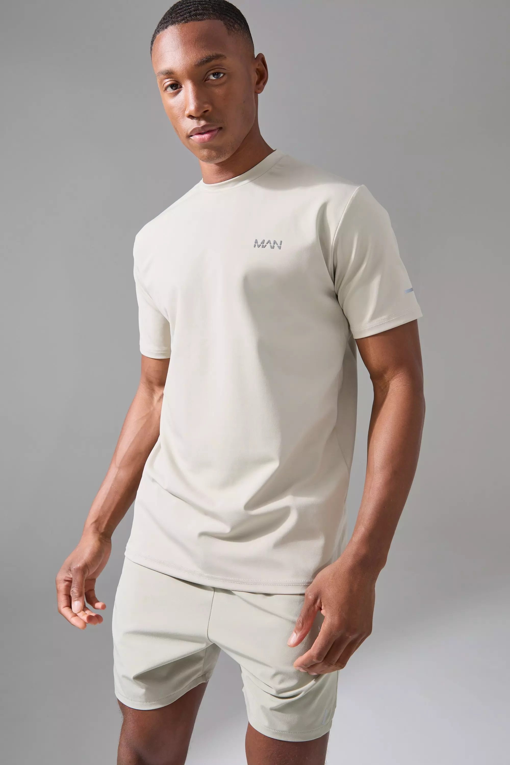 Taupe Beige Man Active Performance Regular Fit T-shirt