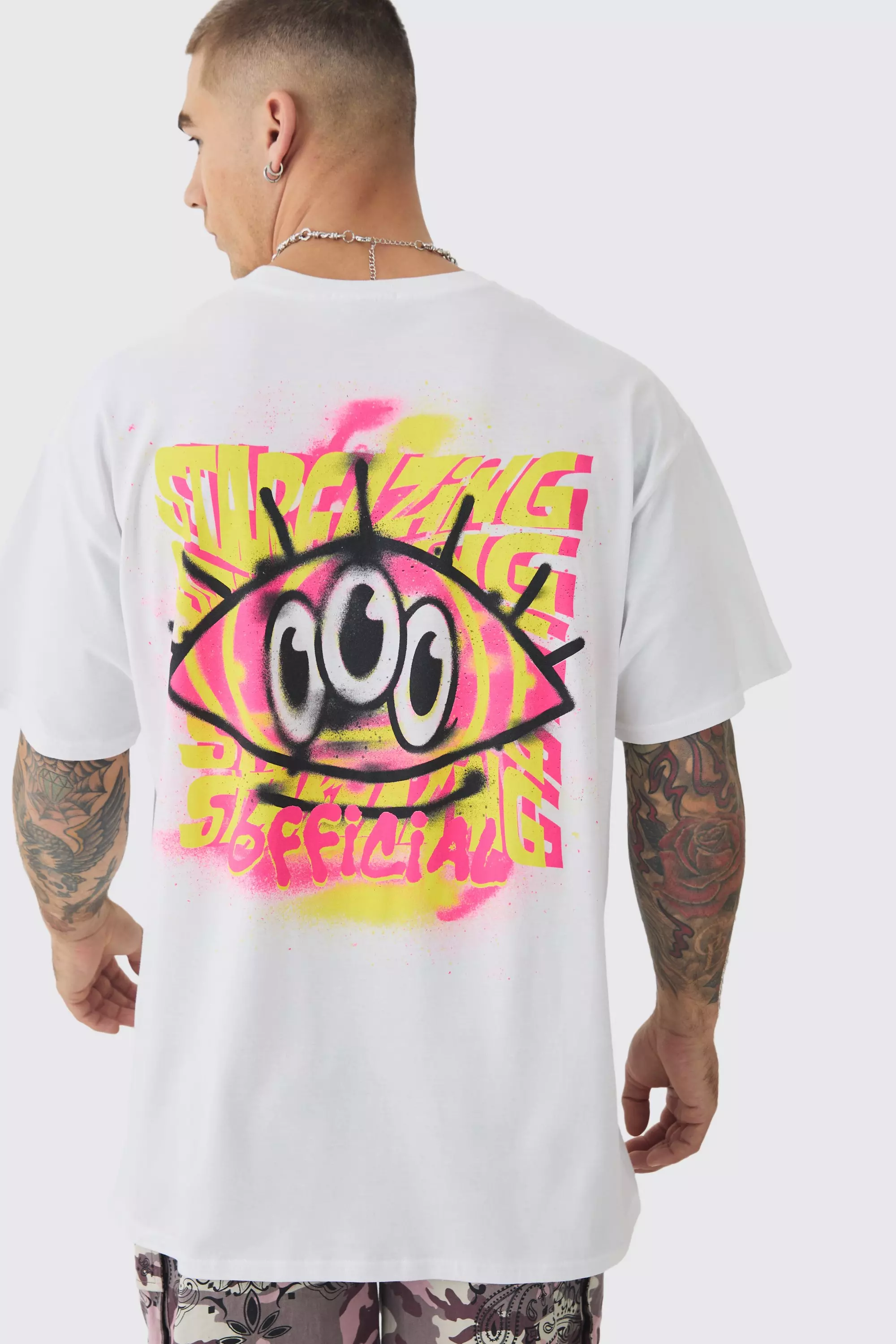 Oversized Trippy Print T-shirt White