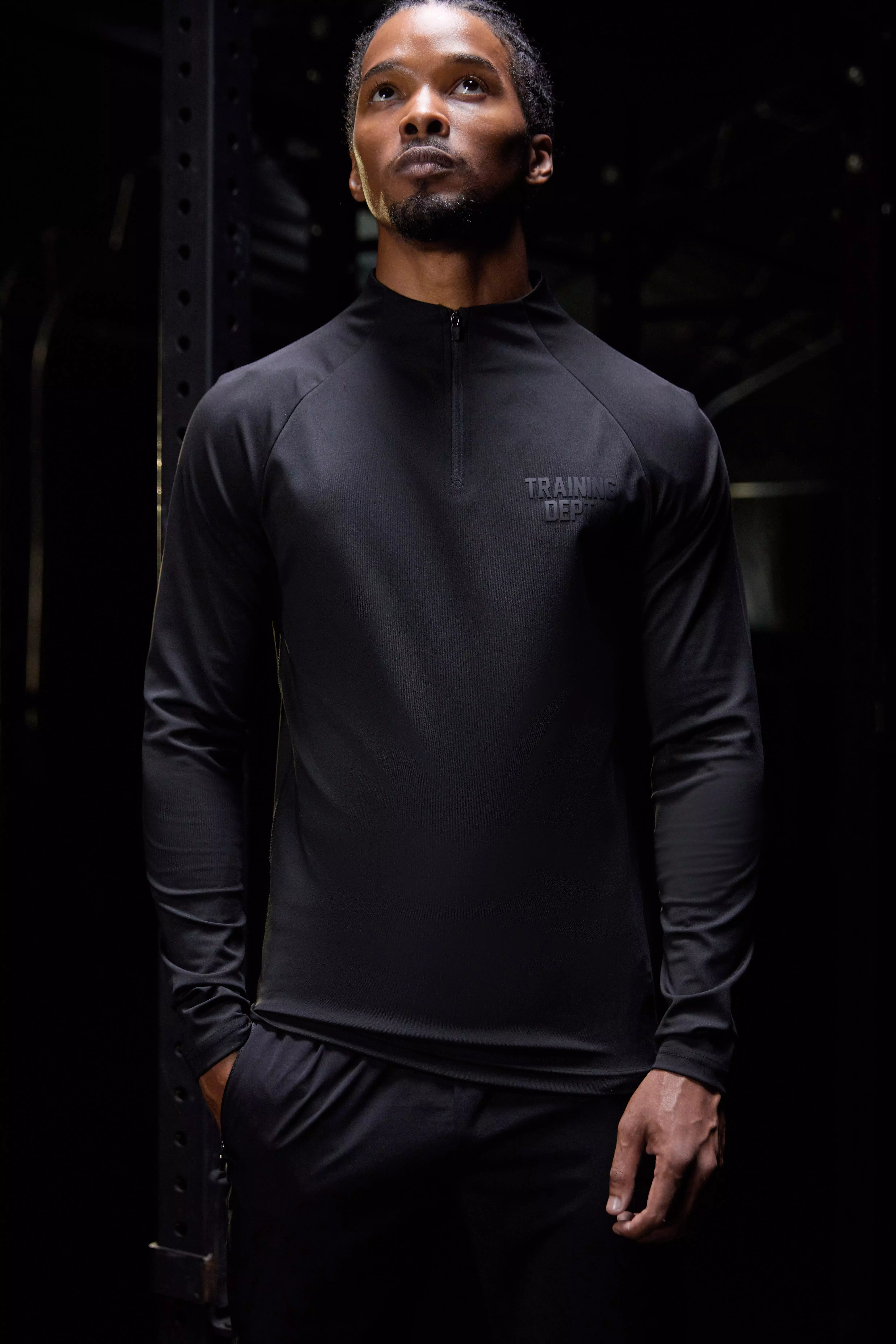 Man Active Training Dept Muscle Fit 1/4 Zip Black